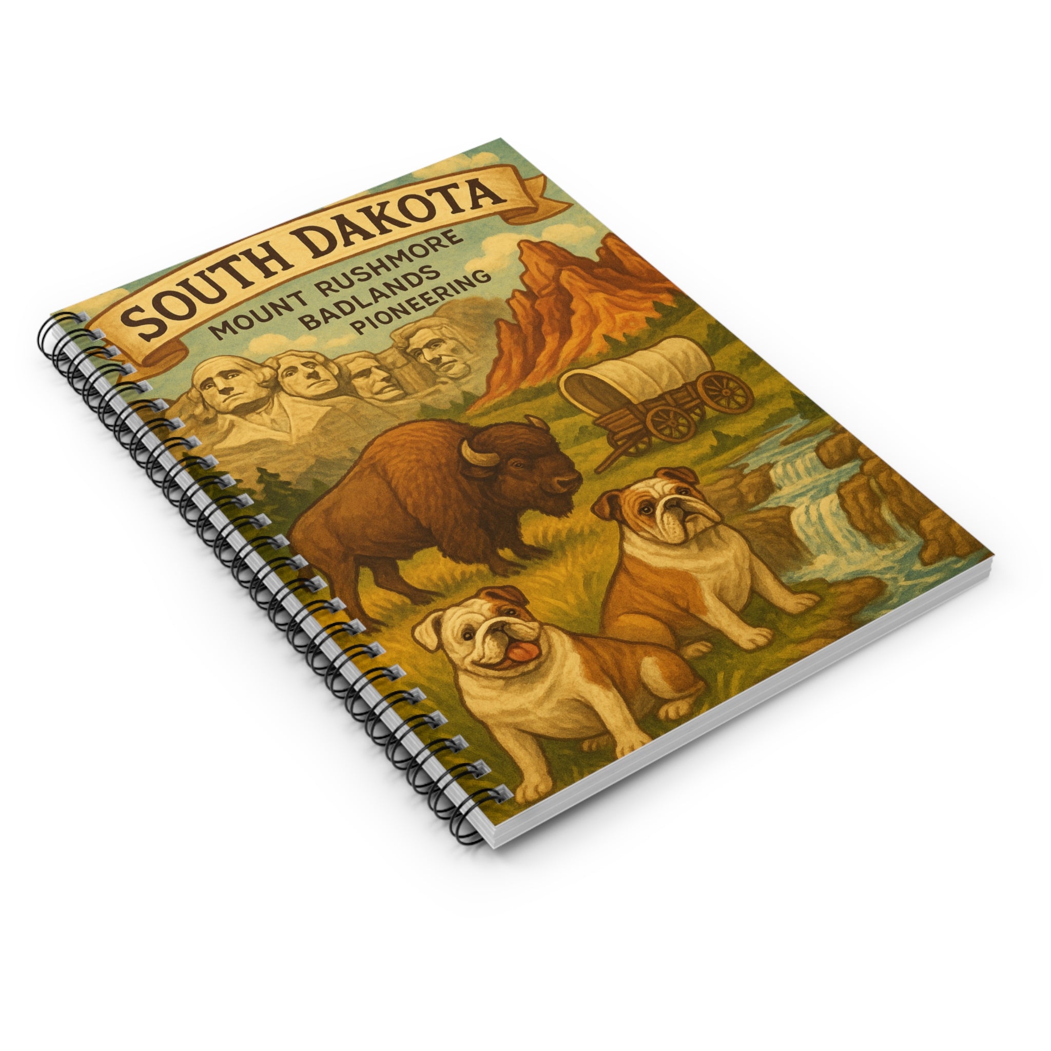 Vintage South Dakota Notebook, Travel Journal, Gift for Travelers, Scenic Notebook, Adventure Logbook, Nature Themed Spiral Pad