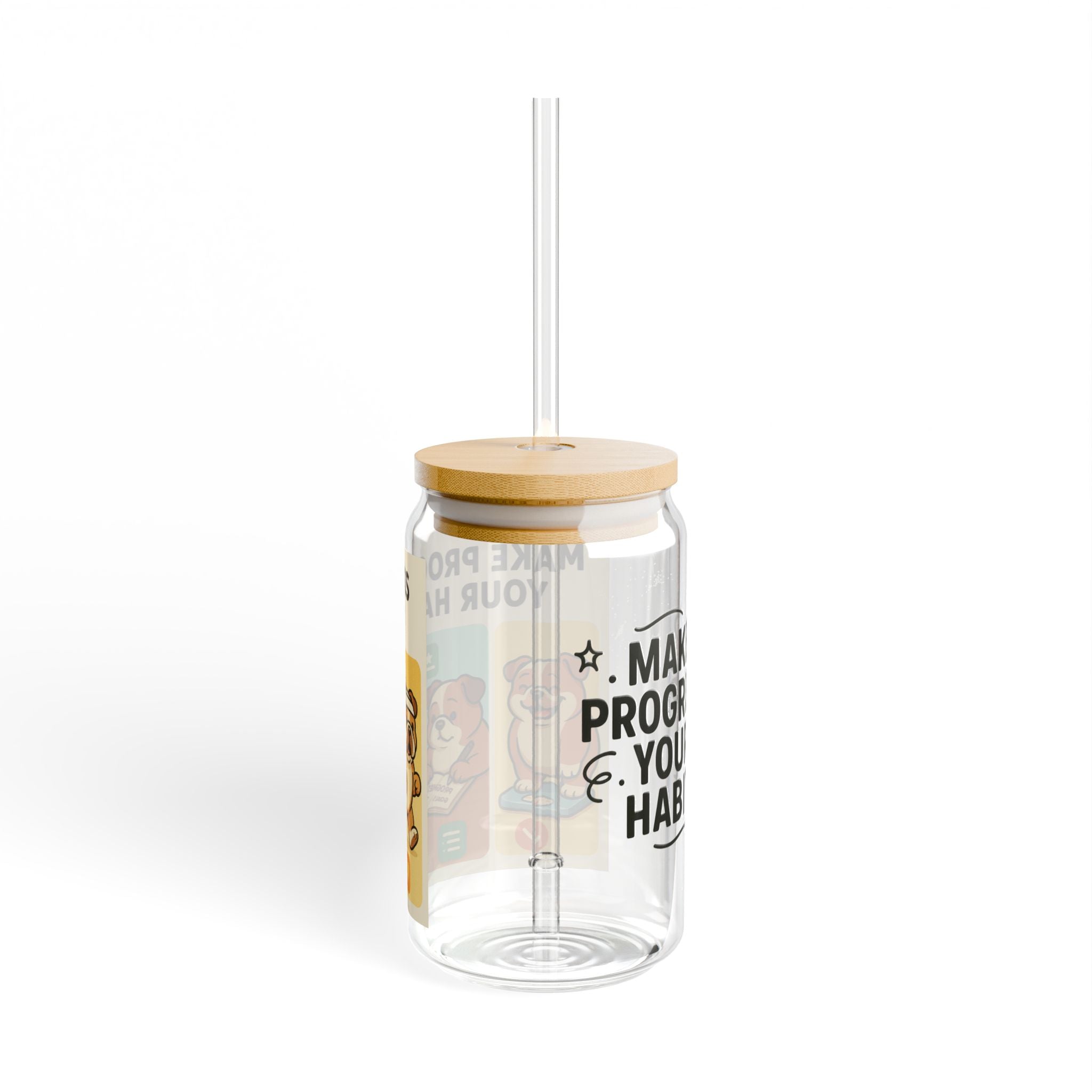 Motivational Sipper Glass, 16oz - Perfect for Hydration, Fitness Journey, Dog Lovers, Inspirational Gift, Progress Habit Tracker