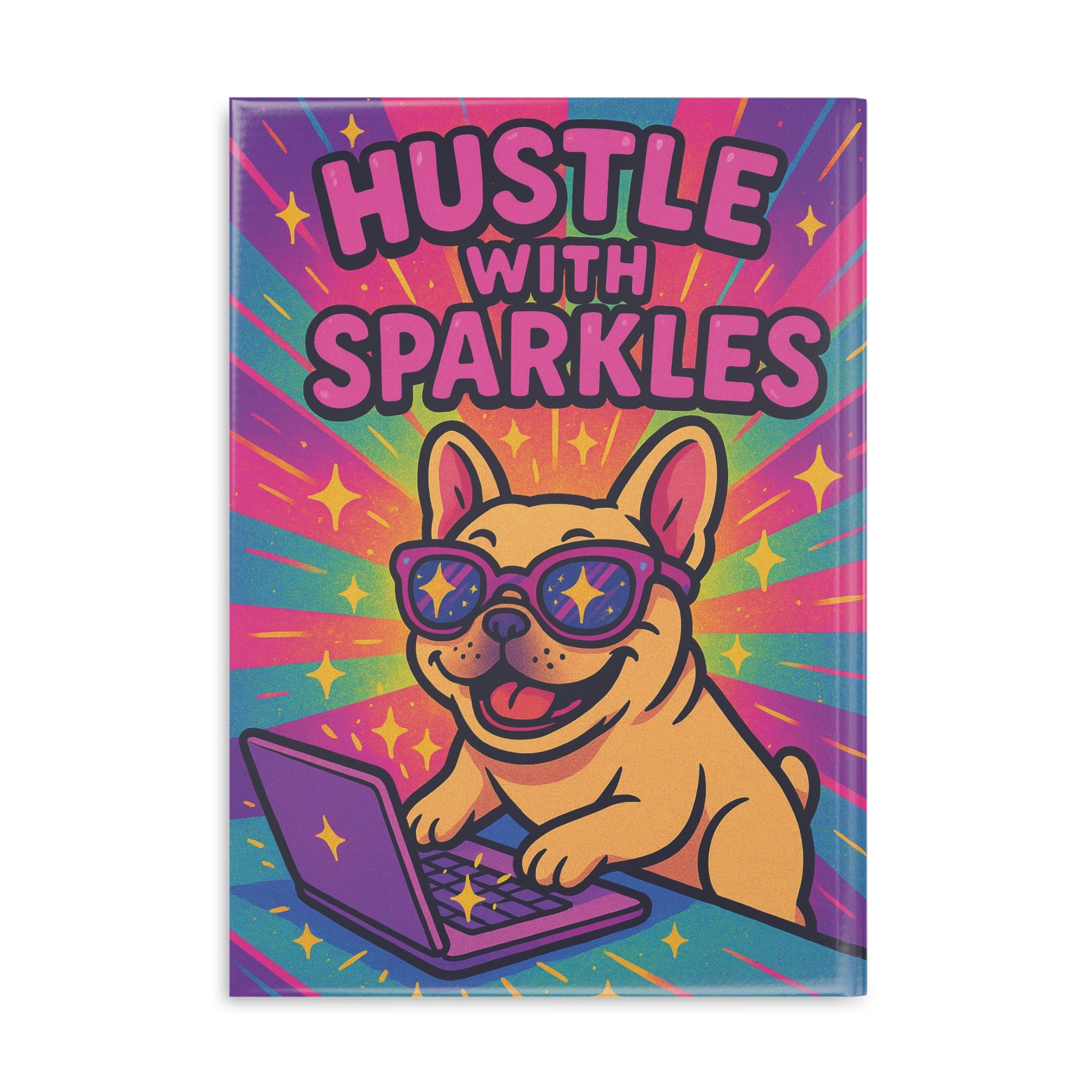 Hustle with Sparkles Hardcover Notebook, Inspirational Journal, Cute Dog Notepad, Fun Gift for Students, School Supplies, Planner