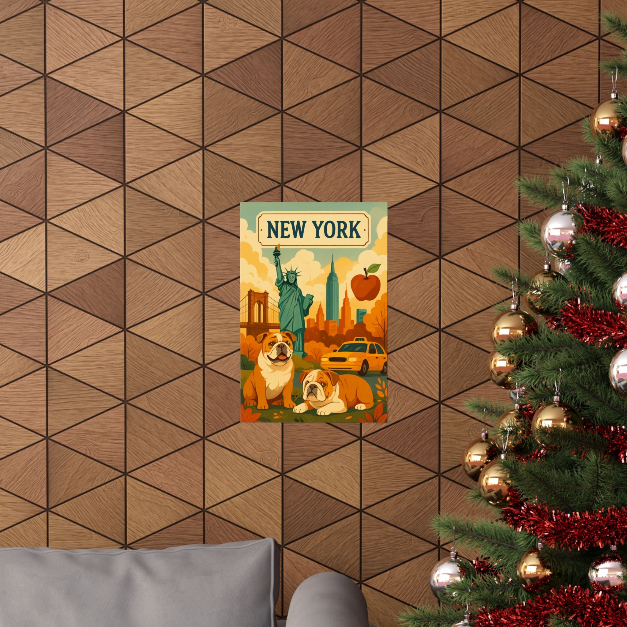 New York Dog Lovers Matte Vertical Poster, Wall Art Decor, NY Cityscape, Gift for Pet Owners, Printed Art, Home Decoration