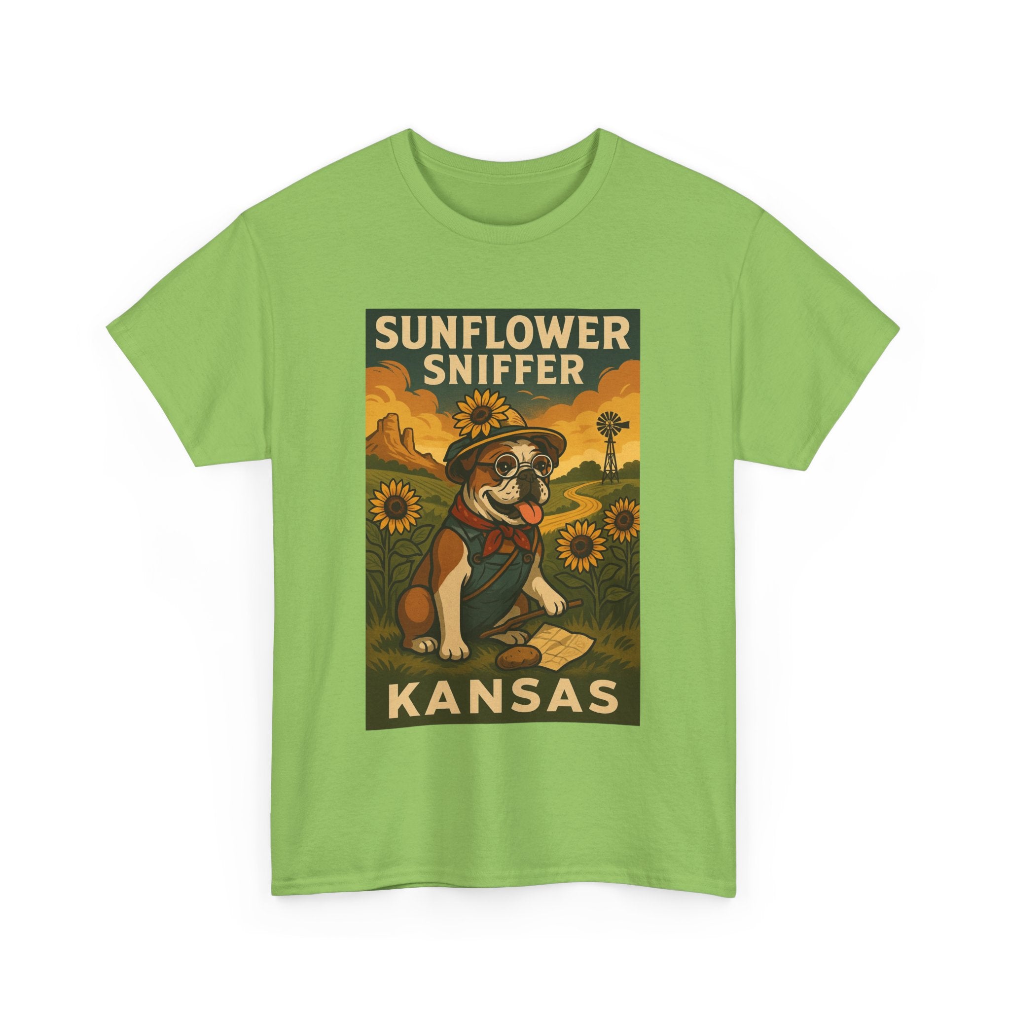 Kansas Sunflower Sniffer Unisex Heavy Cotton Tee Dog Lovers Apparel