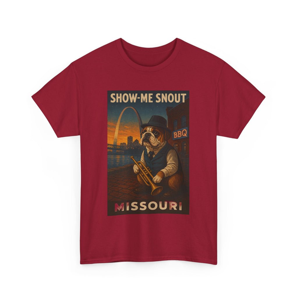 Show-Me Snout Missouri Unisex Heavy Cotton Tee -BBQ Lovers and Music Enthusiasts
