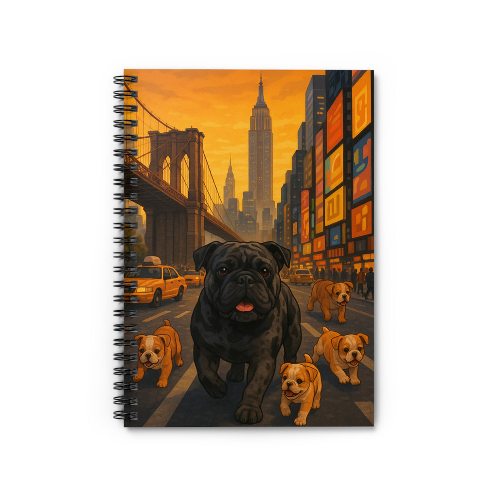 Urban Pug Spiral Notebook | Cute Dog Journal | Pet Lover Gift | NYC Theme | Back to School Supplies | Sketchbook for Artists