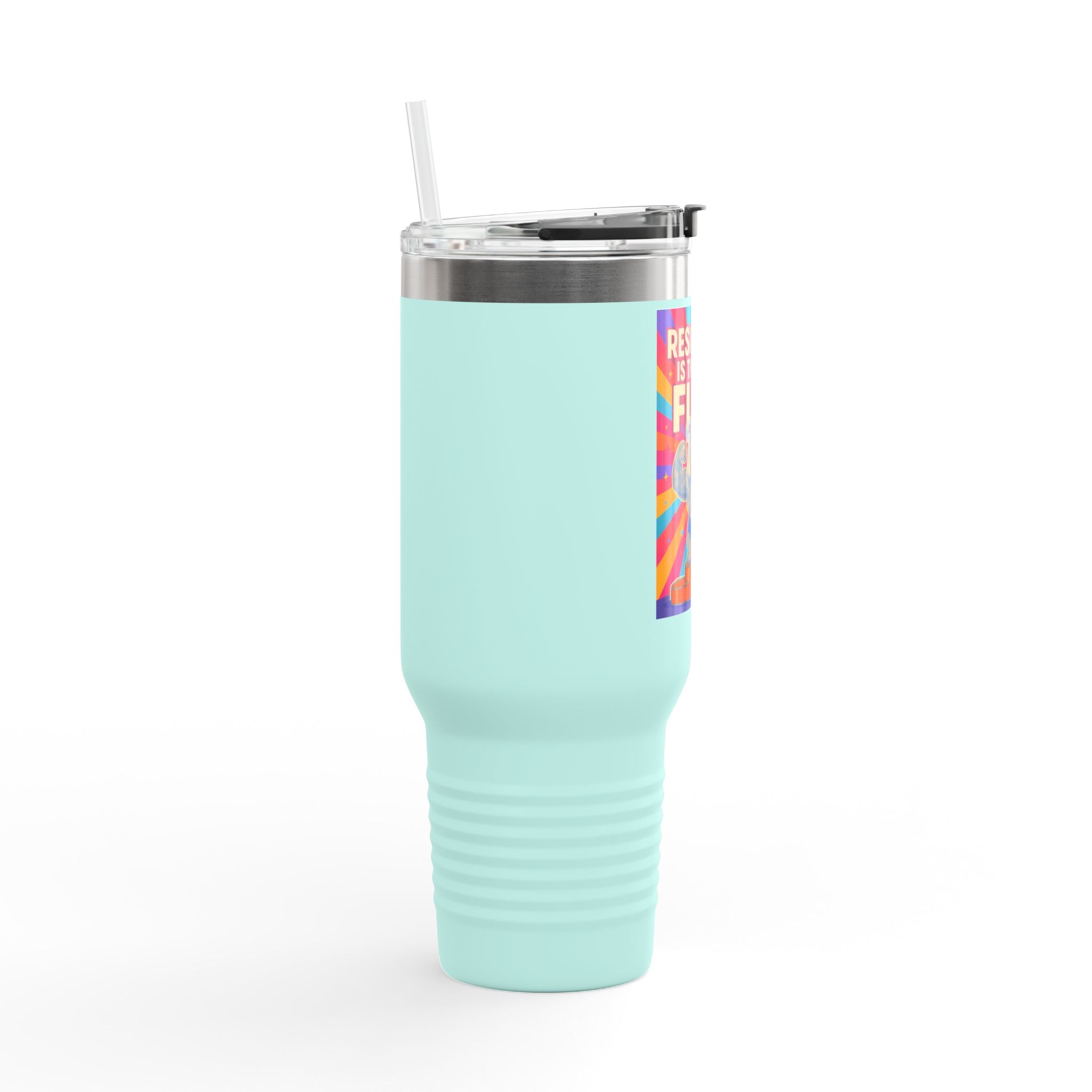 Vibrant Bulldog Insulated Travel Mug - Resilience is the Real Flex, 40oz Coffee Tumbler, Motivational Gift, Eco-Friendly Travel Cup