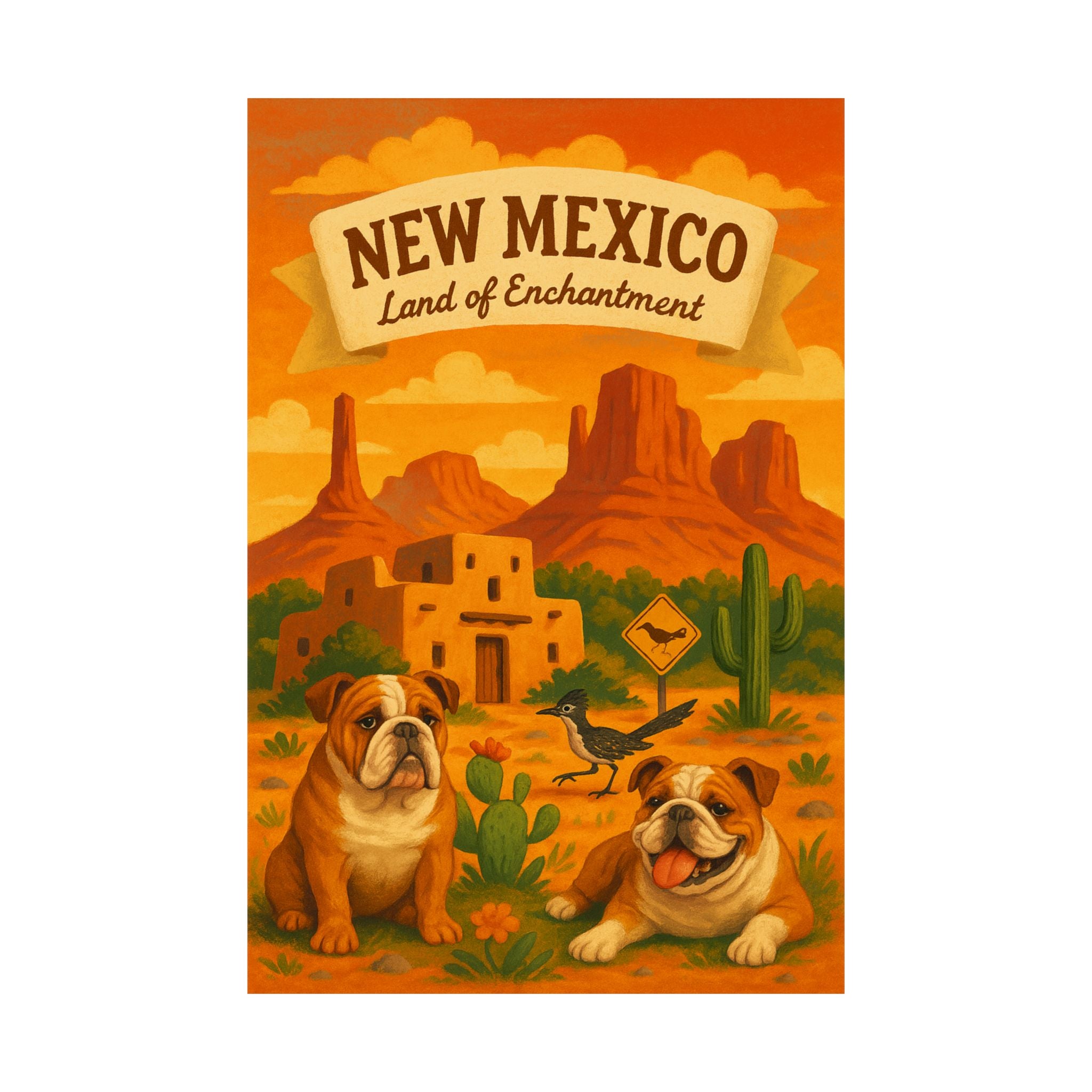 New Mexico Matte Vertical Poster, Vintage Decor, Travel Art, Dog Lovers Gift, Wall Art, Home Decoration