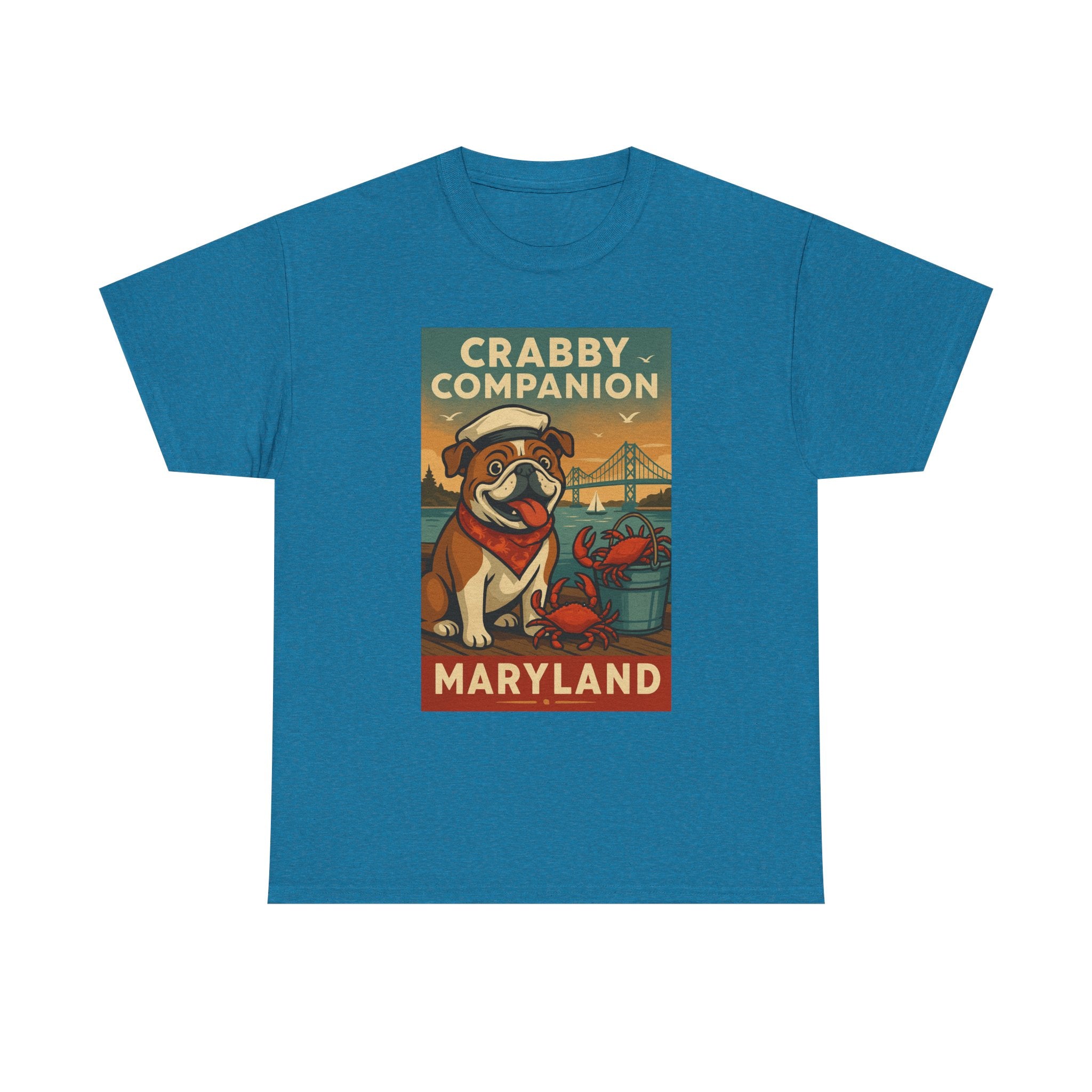 Crabby Maryland Companion Unisex Heavy Cotton Tee Fun Coastal Pet Design