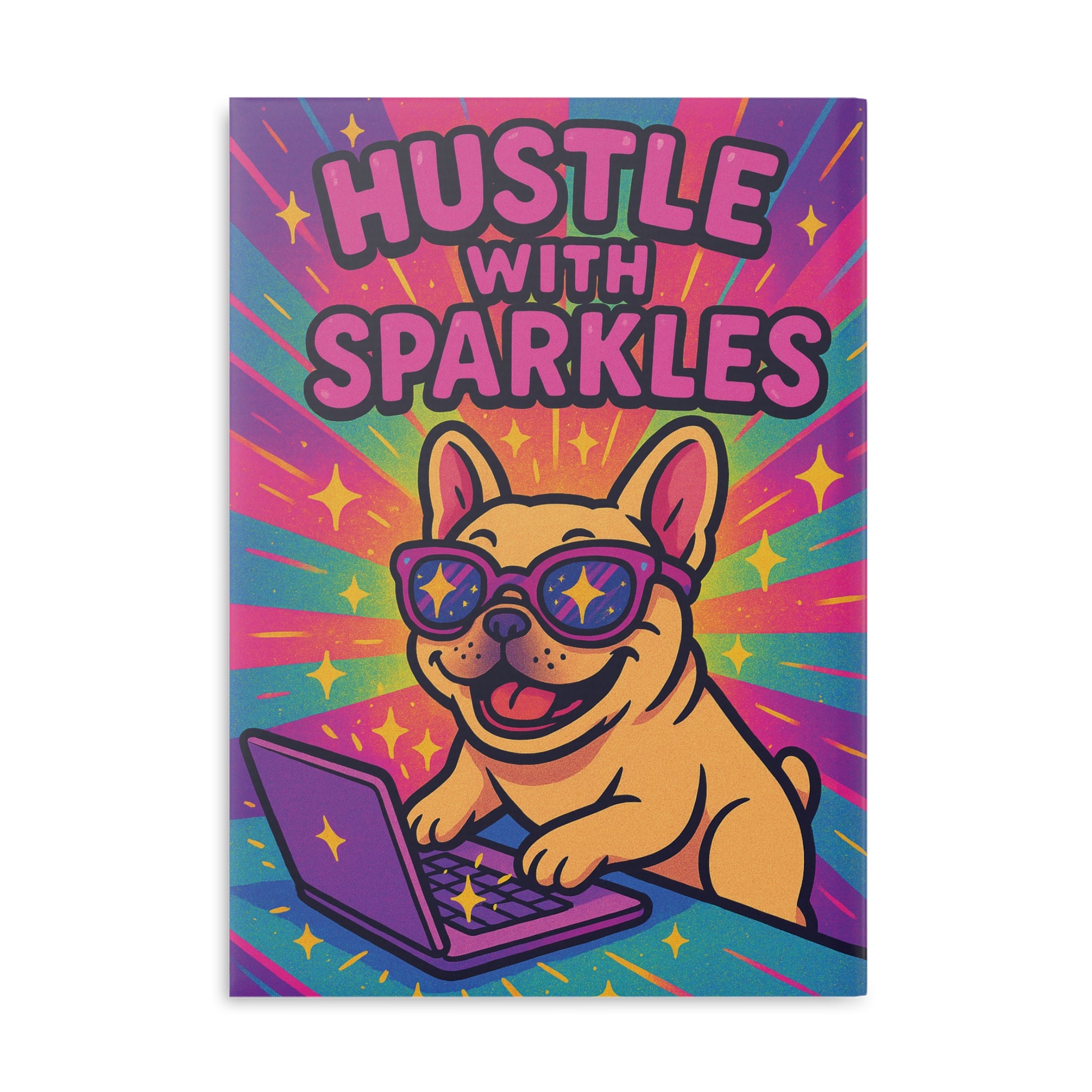 Hustle with Sparkles Hardcover Notebook, Inspirational Journal, Cute Dog Notepad, Fun Gift for Students, School Supplies, Planner