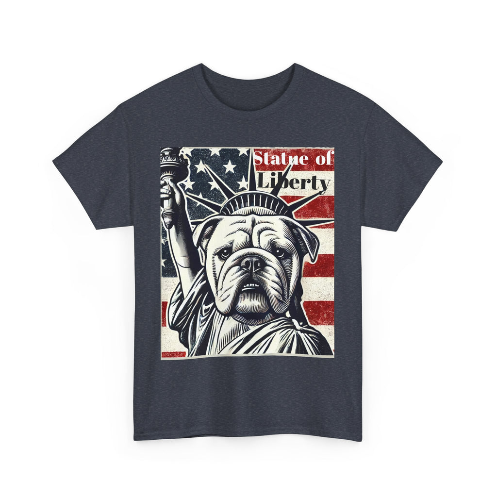 Patriotic Bulldog Tee - Statue of Liberty Design