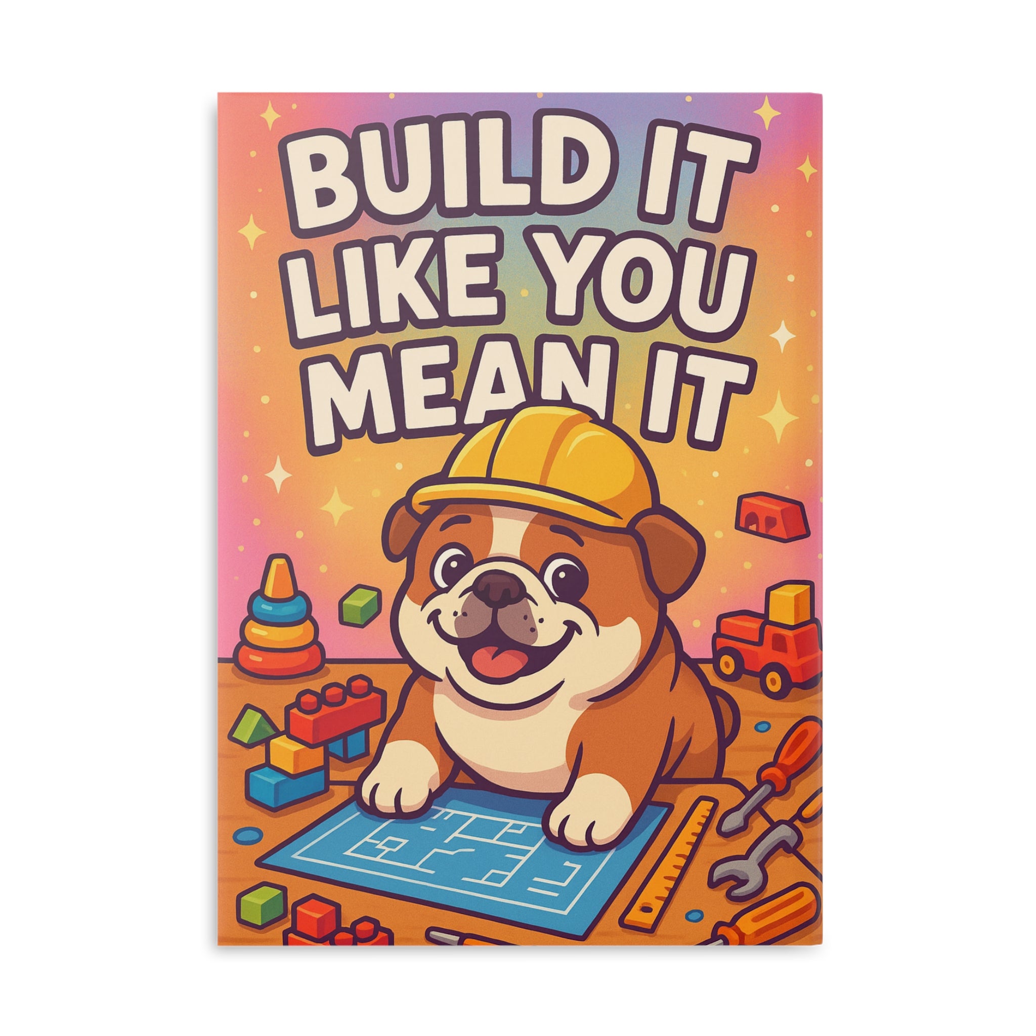 Hardcover Dog-Themed Notebook, Cute Journaling Gift, Build It Like You Mean It, Creative Writing Journal, Kids' Homework Planner
