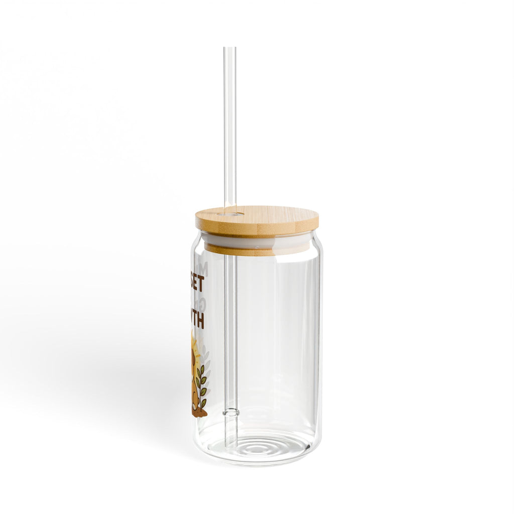 Mindset & Growth 16oz Sipper Glass - Cute Corgi Motivational Tumbler with Straw