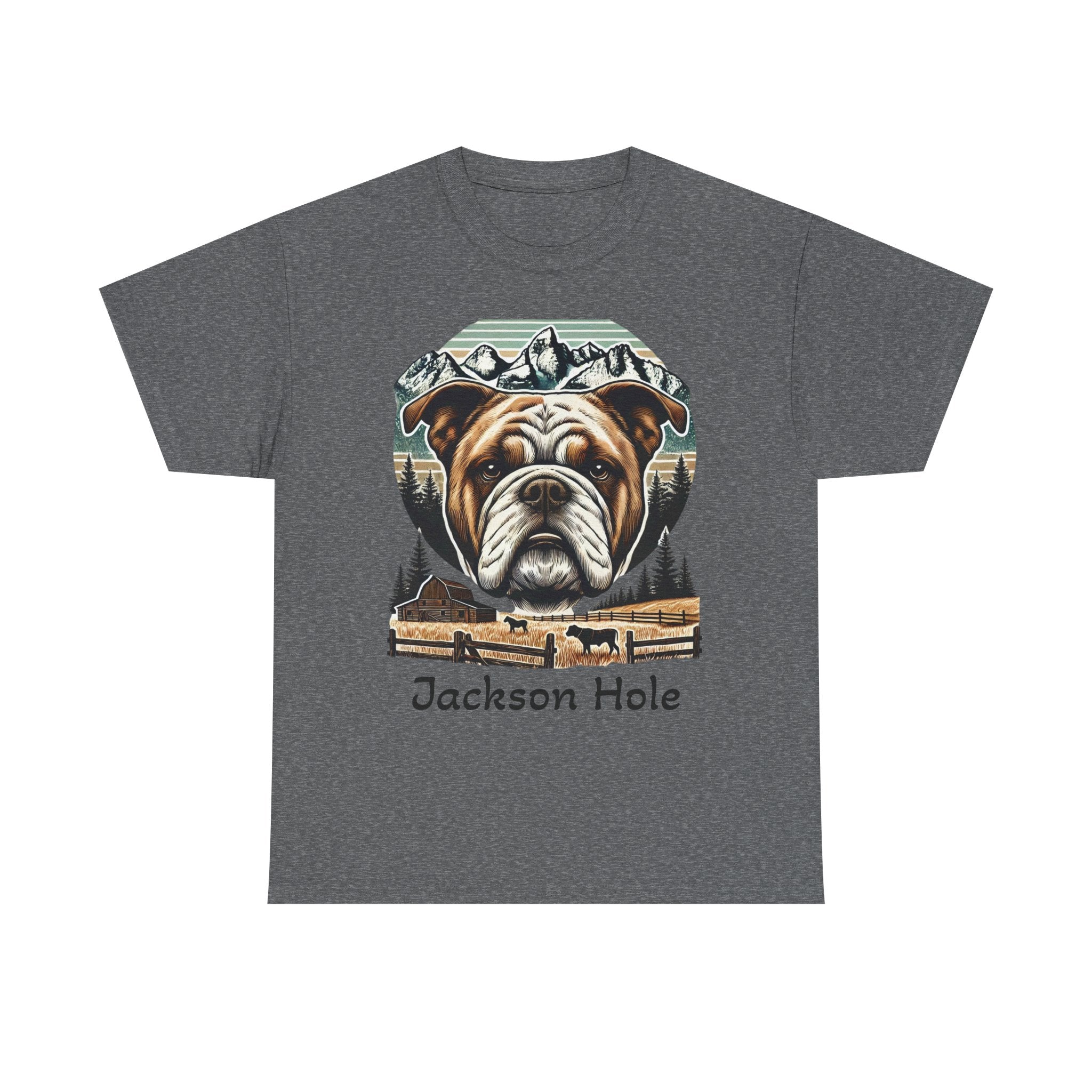 Jackson Hole Bulldog Unisex Tee Cozy Outdoor Vibes, Nature Lover Gift, Casual Wear, Vintage Style, Great for Adventures