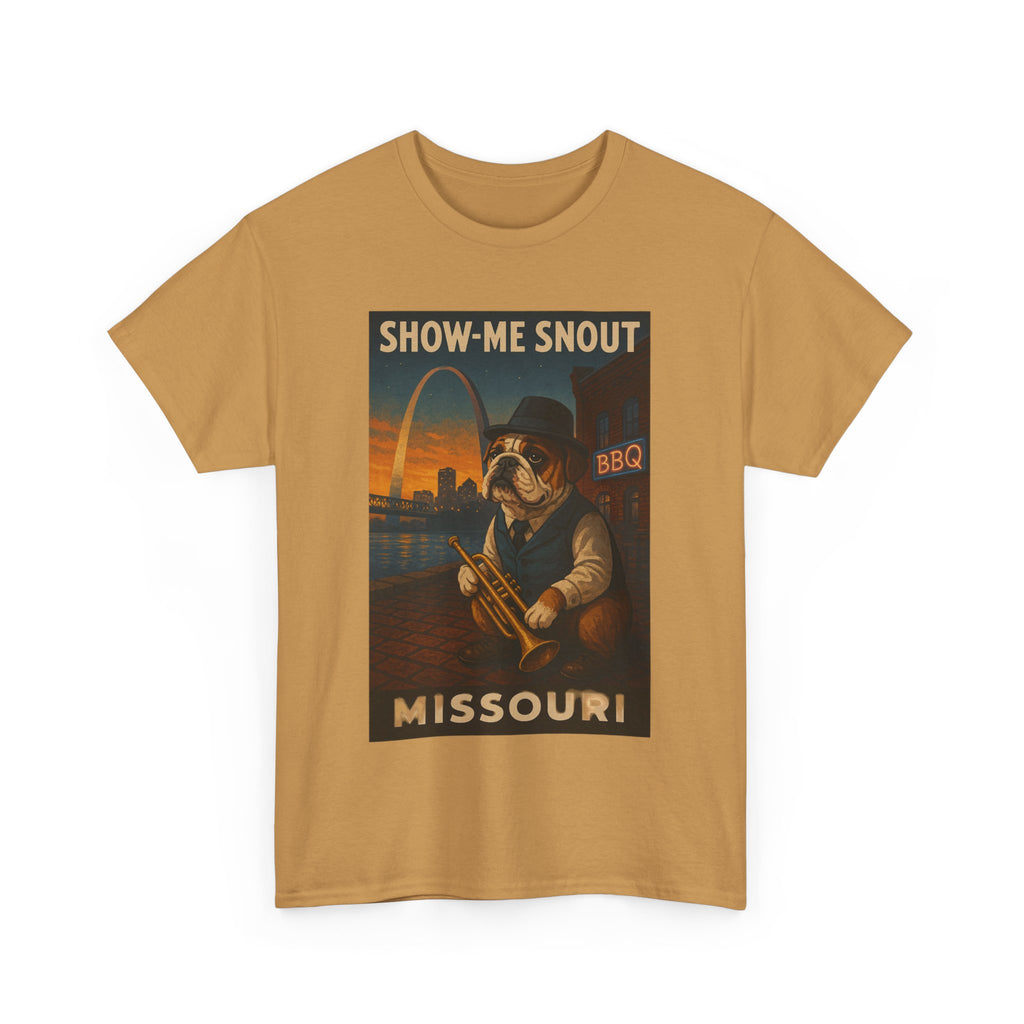 Show-Me Snout Missouri Unisex Heavy Cotton Tee -BBQ Lovers and Music Enthusiasts