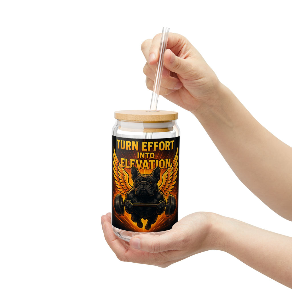 Motivational Gym Sipper Glass “Turn Effort Into Elevation” 16oz