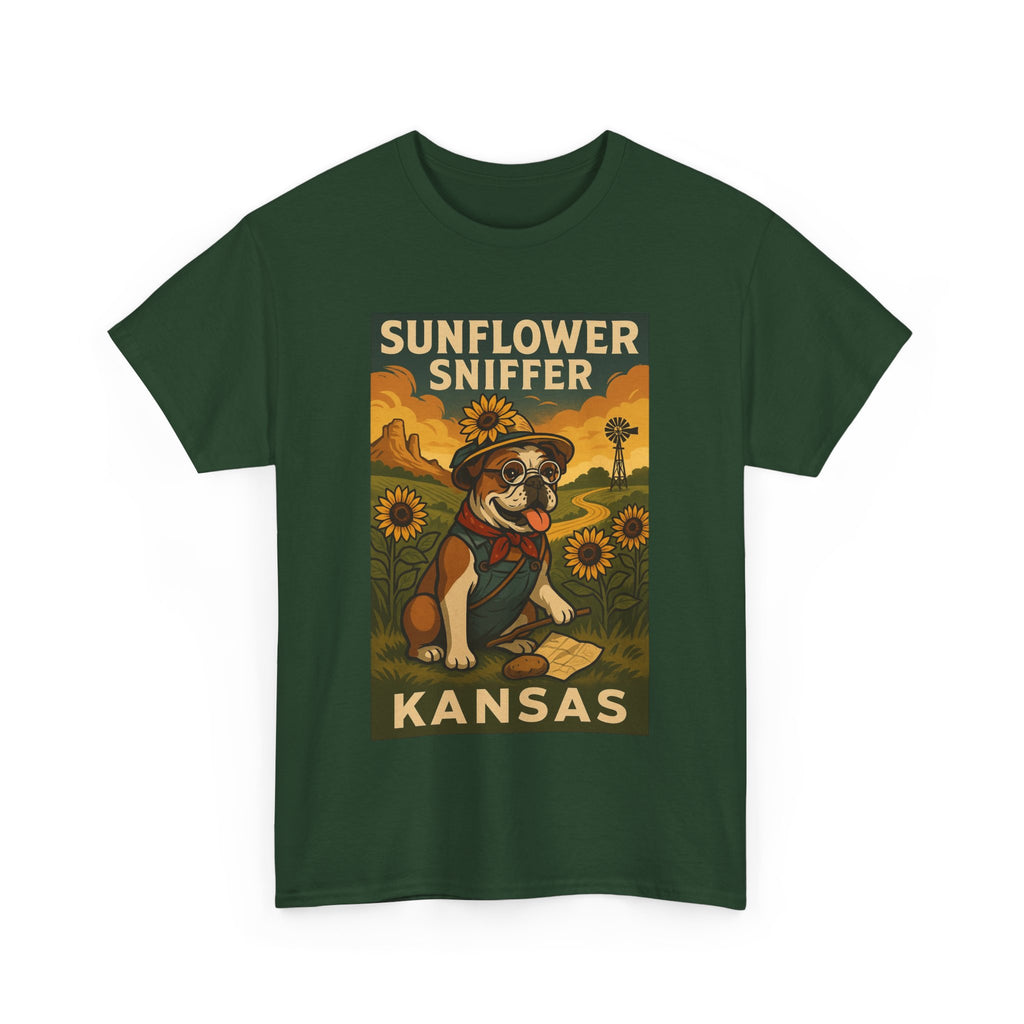 Kansas Sunflower Sniffer Unisex Heavy Cotton Tee Dog Lovers Apparel