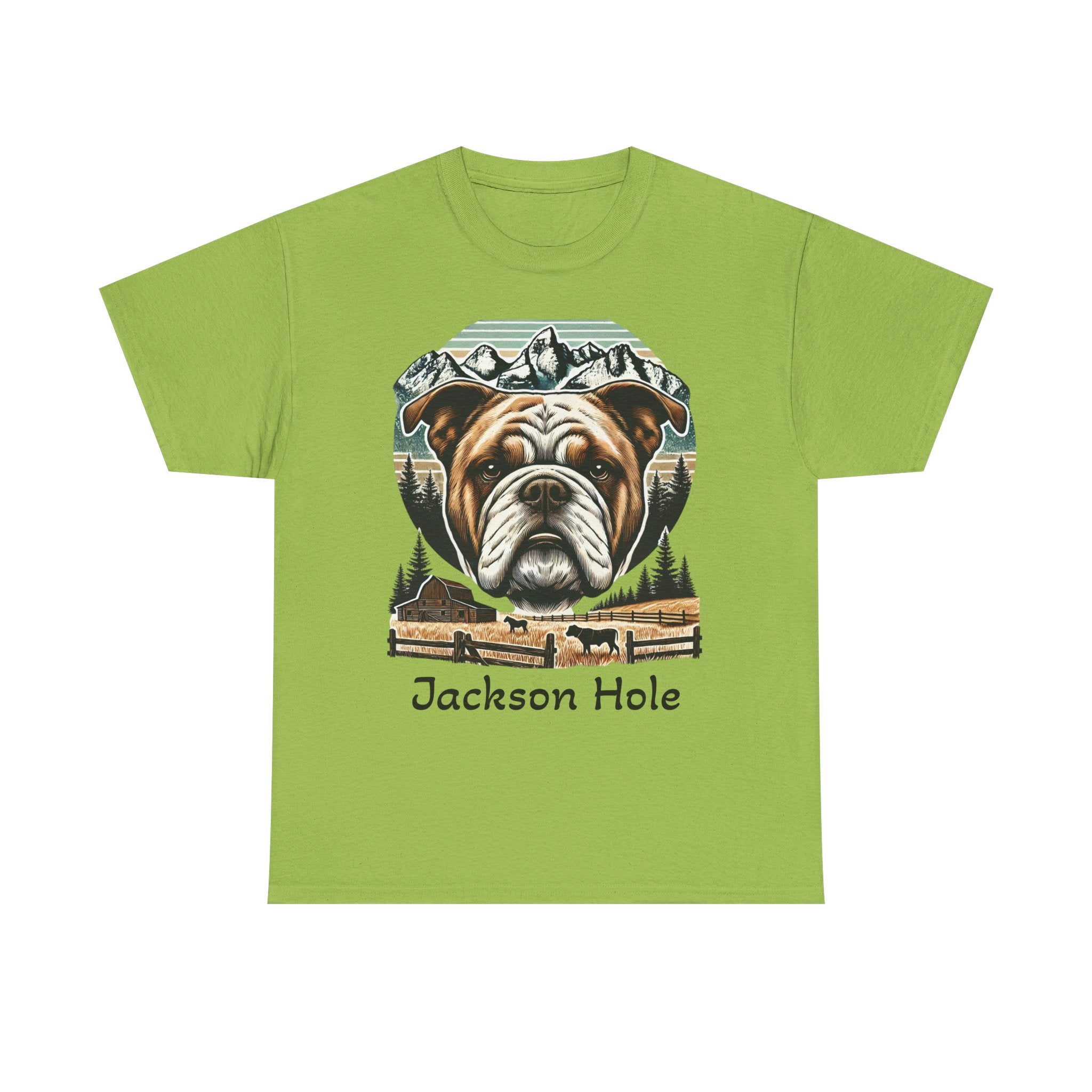 Jackson Hole Bulldog Unisex Tee Cozy Outdoor Vibes, Nature Lover Gift, Casual Wear, Vintage Style, Great for Adventures