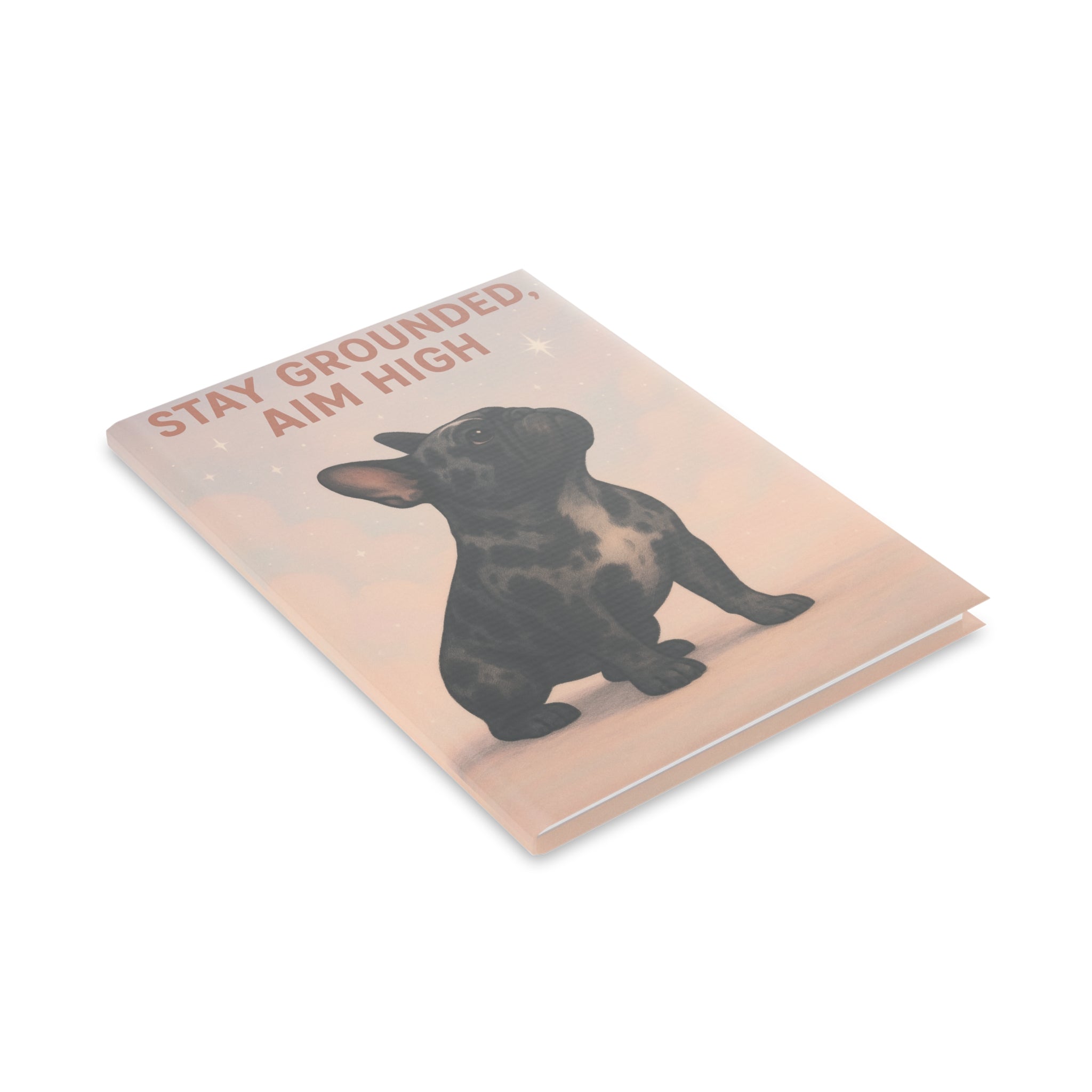 Puppy-Themed Hardcover Notebook, Inspirational Journal, Dog Lover Gift, Cute Writing Companion, Unique Stationery, Stay Grounded, Aim High