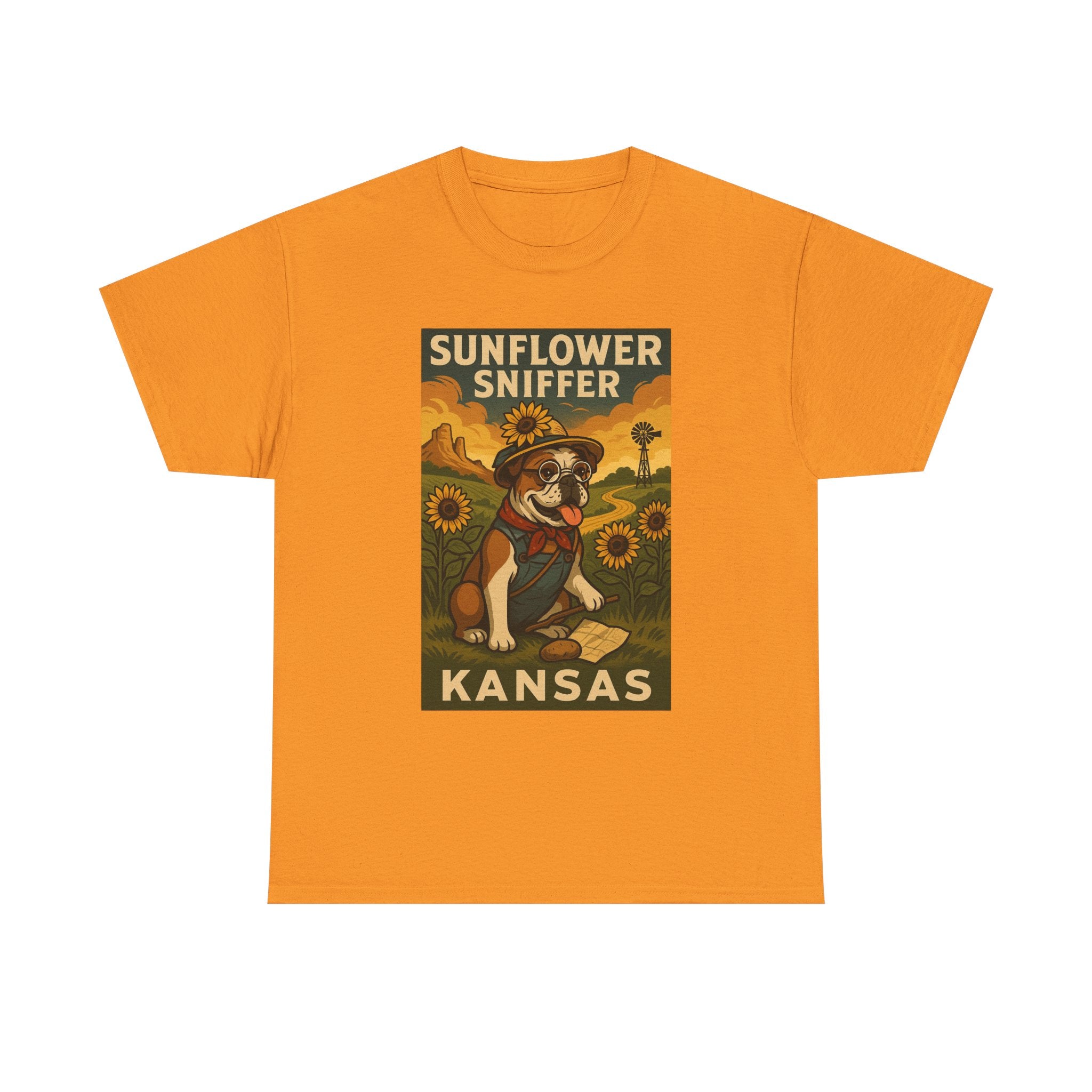 Kansas Sunflower Sniffer Unisex Heavy Cotton Tee Dog Lovers Apparel
