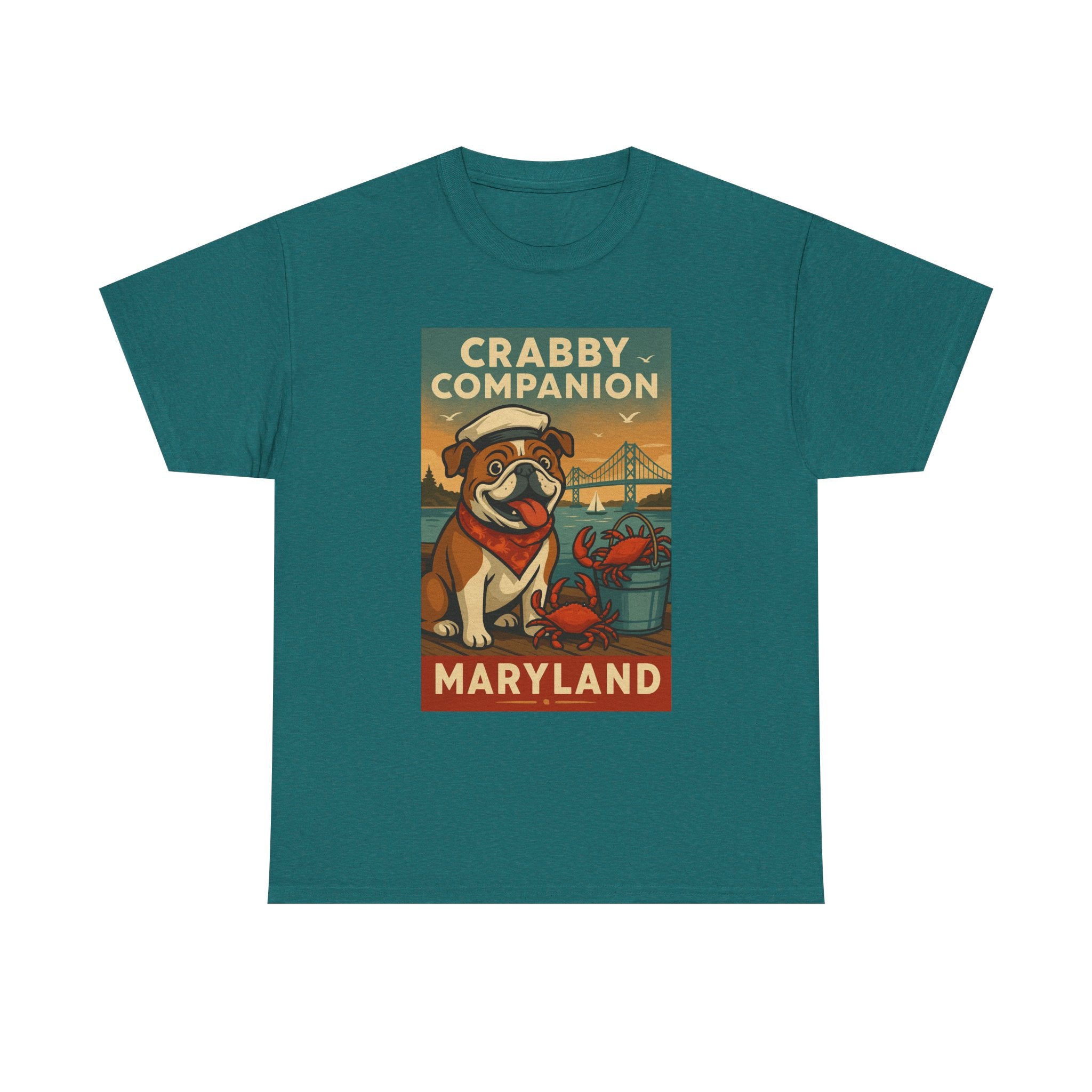 Crabby Maryland Companion Unisex Heavy Cotton Tee Fun Coastal Pet Design
