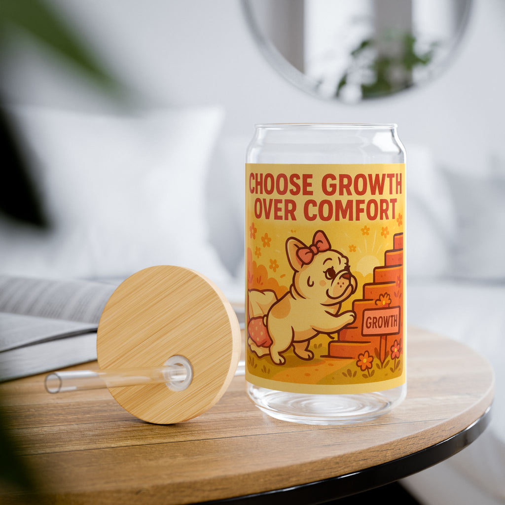 Choose Growth Over Comfort 16oz Sipper Glass