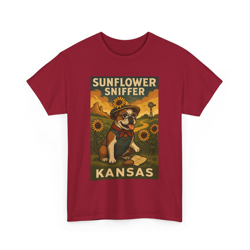 Kansas Sunflower Sniffer Unisex Heavy Cotton Tee Dog Lovers Apparel