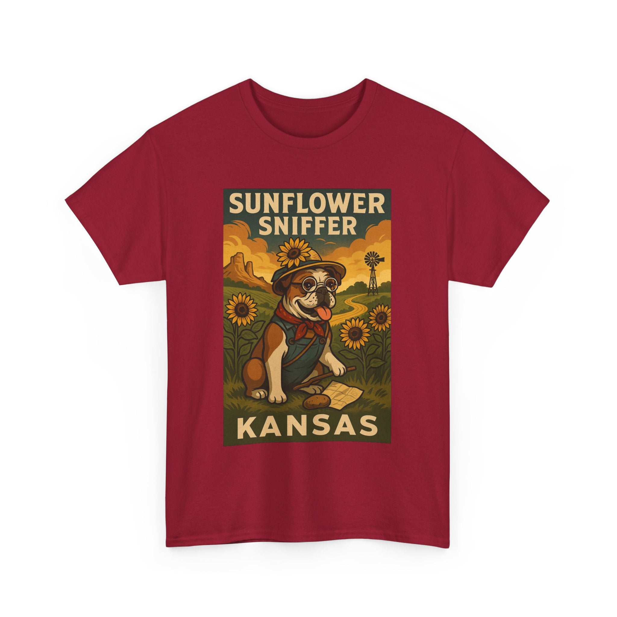 Kansas Sunflower Sniffer Unisex Heavy Cotton Tee Dog Lovers Apparel