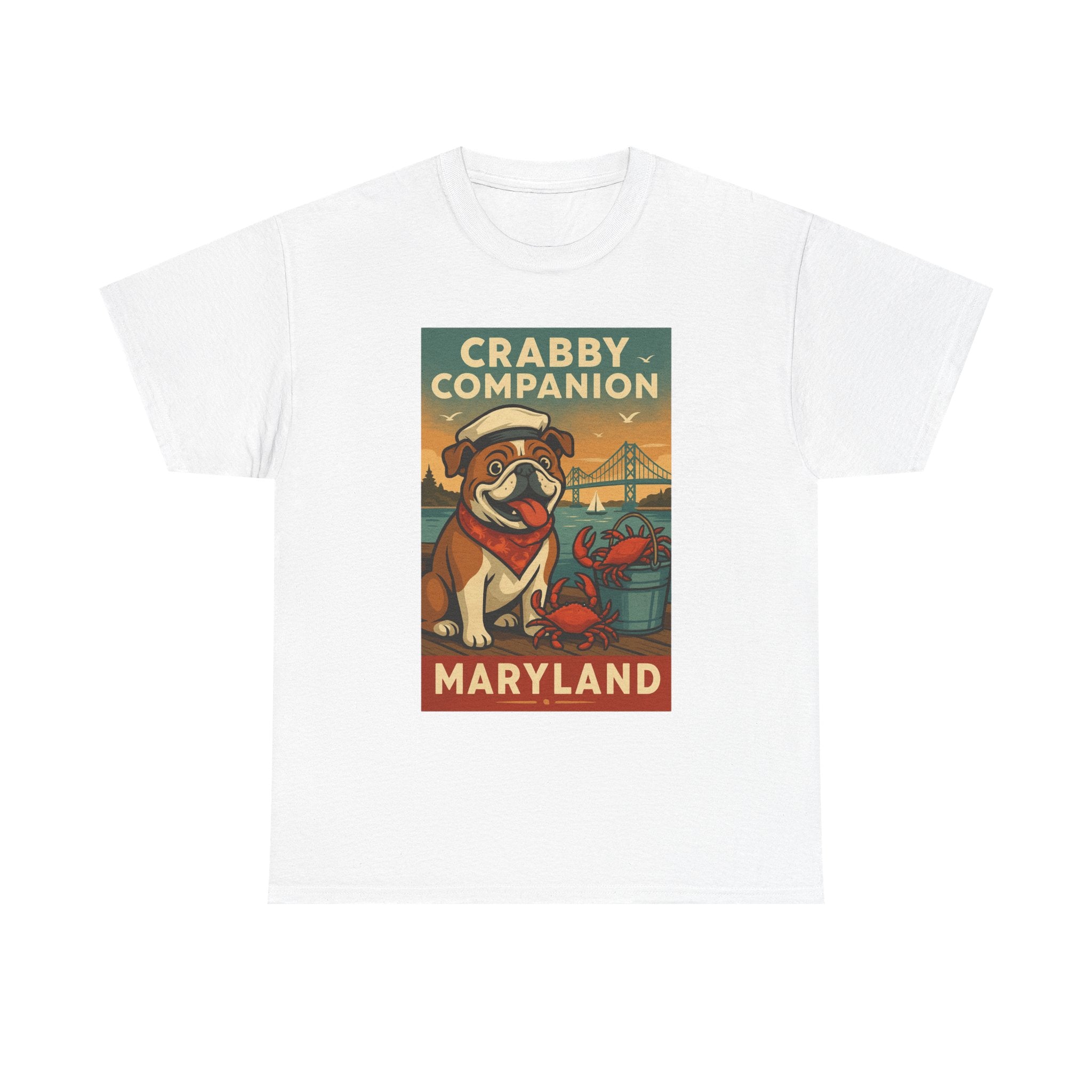 Crabby Maryland Companion Unisex Heavy Cotton Tee Fun Coastal Pet Design