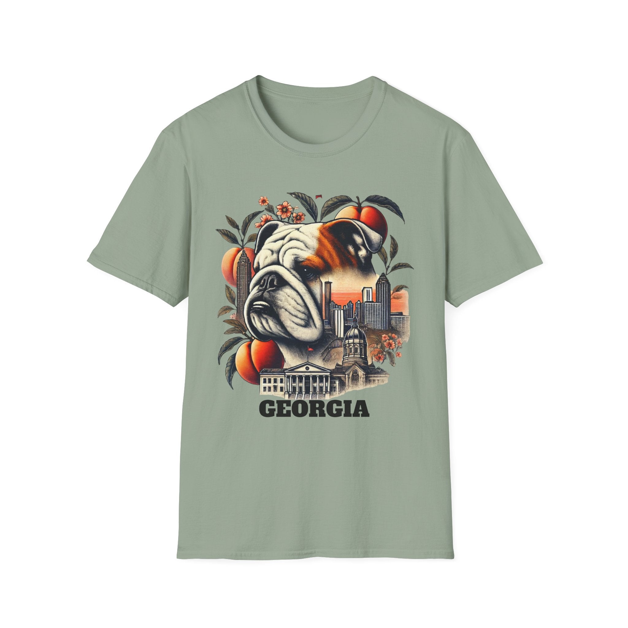 Georgia Bulldog Graphic Unisex Softstyle TShirt Casual Comfort for Dog Lovers