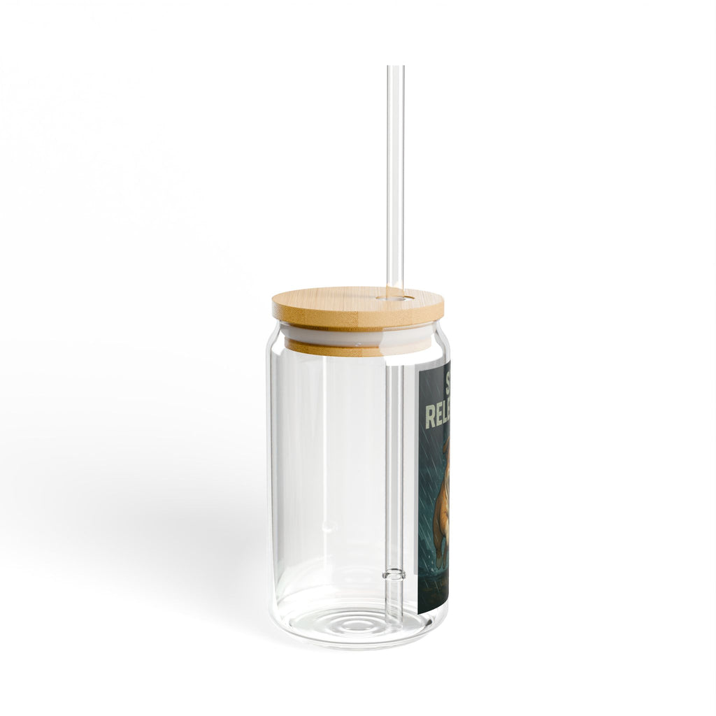 Stay Relentless Bulldog Sipper Glass 16oz Motivational Straw Tumbler