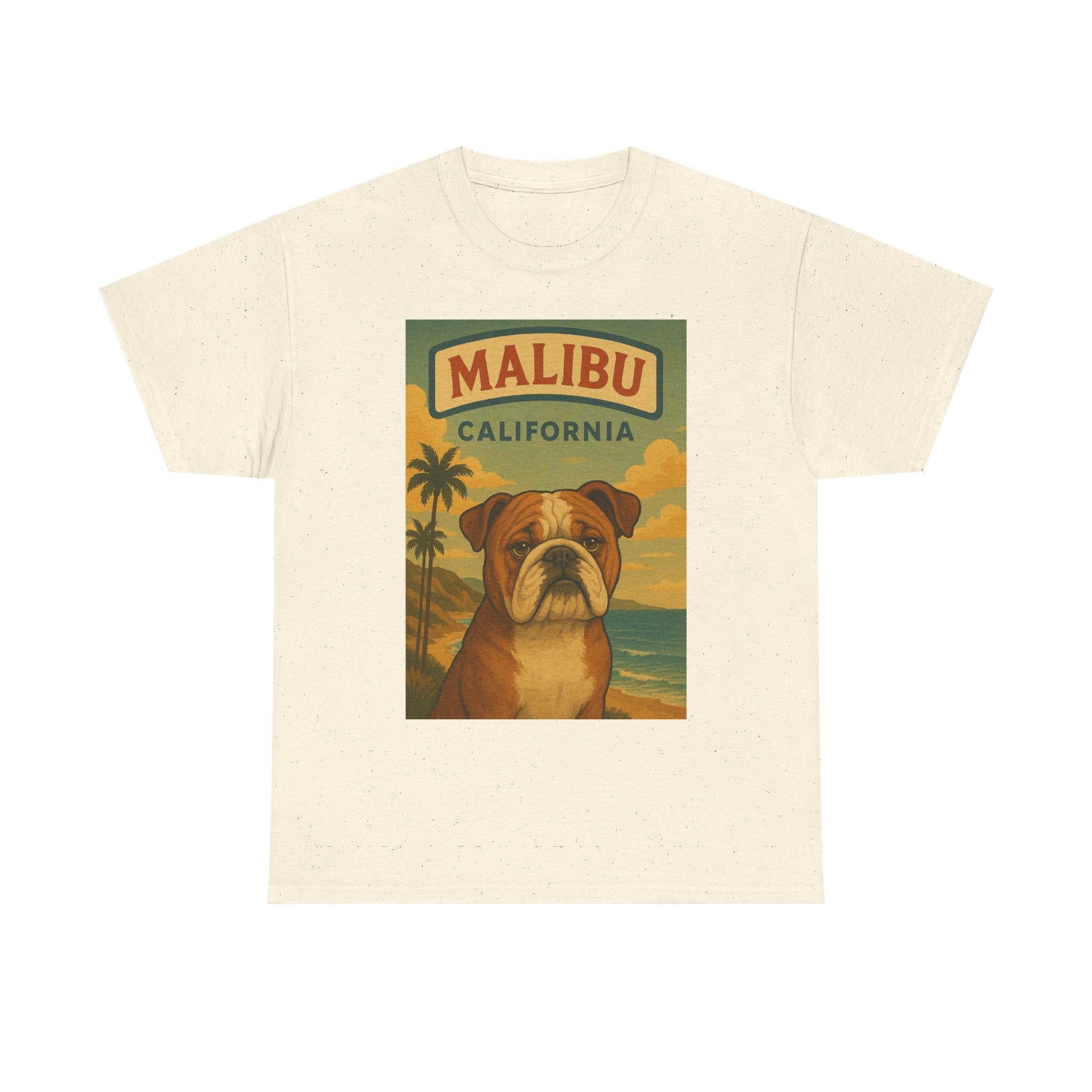 Vintage Bulldog Malibu California T-Shirt - Unisex Heavy Cotton Tee