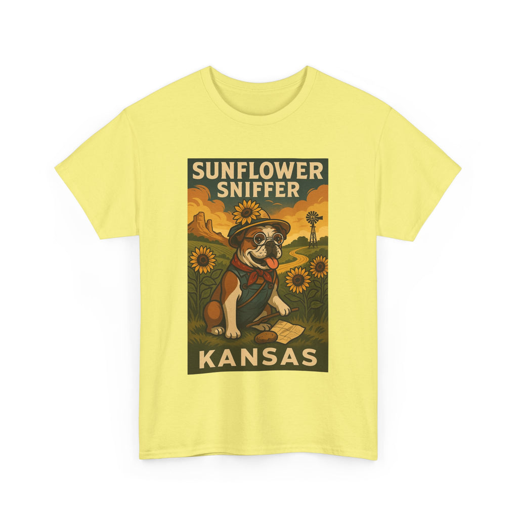 Kansas Sunflower Sniffer Unisex Heavy Cotton Tee Dog Lovers Apparel