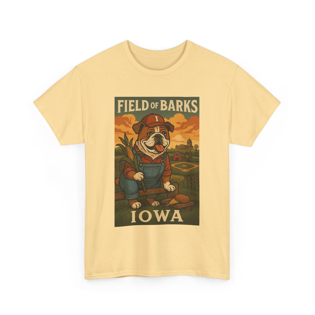 IOWA Field of Barks Unisex Heavy Cotton Tee Cute Dog Baseball Shirt
