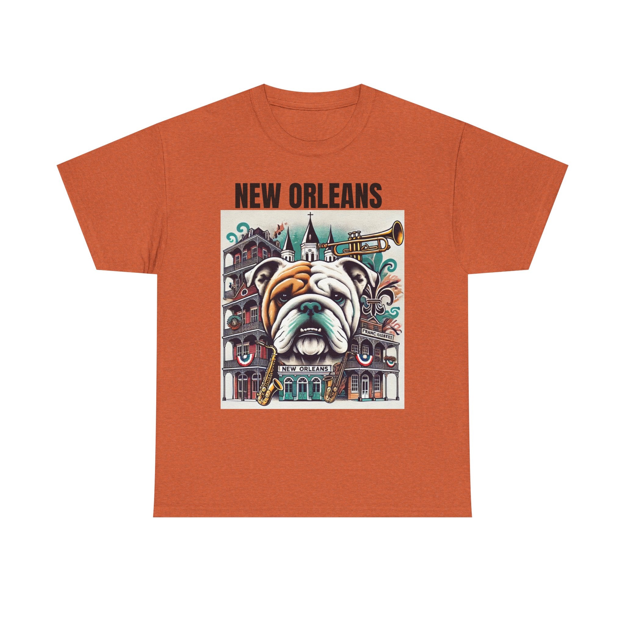 Vintage New Orleans Bulldog Art Unisex Heavy Cotton Tee