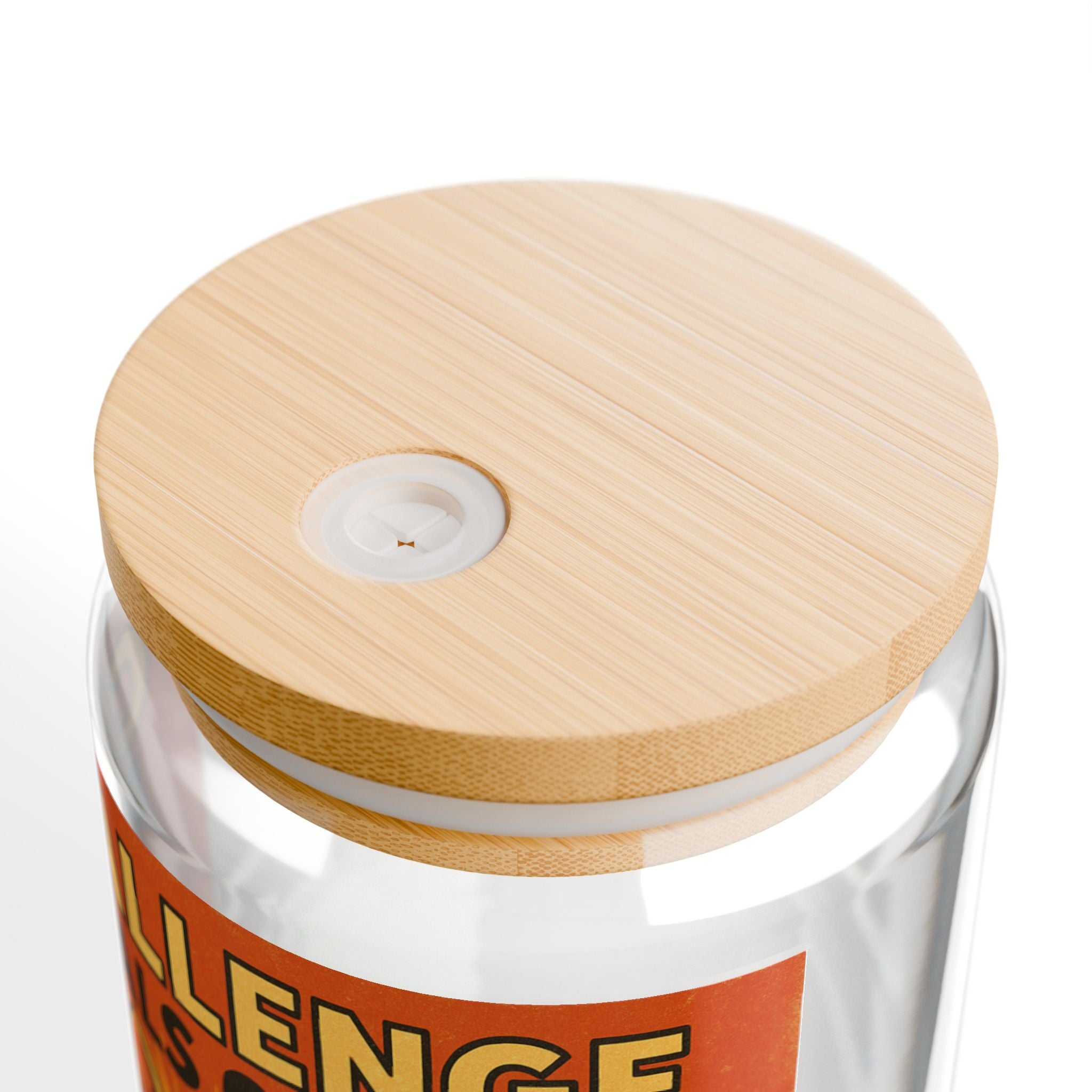 Sipper Glass — "Challenge Equals Change" Motivational Weightlifting Design