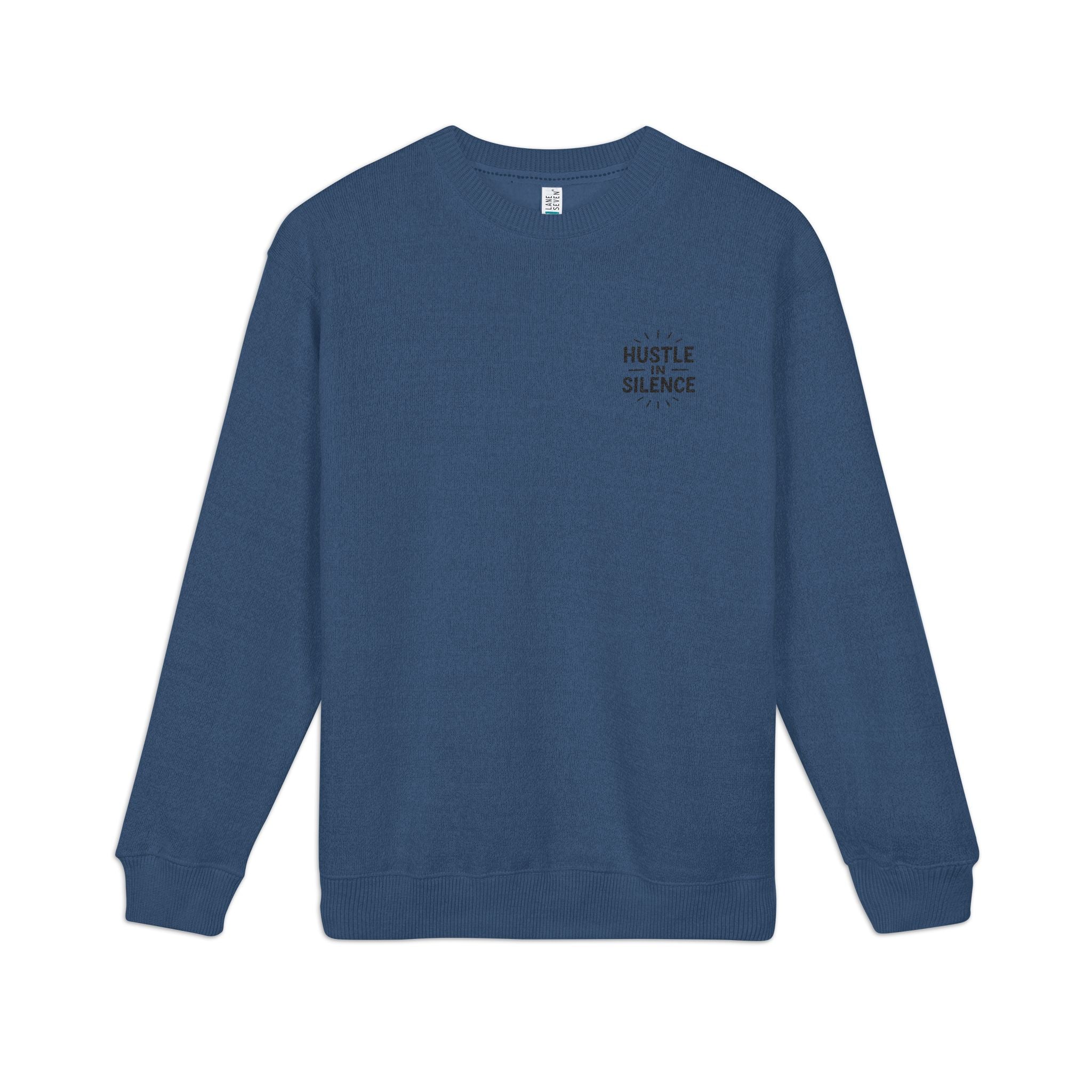 Nantucket Embroidered Crewneck Sweatshirt 'Hustle in Silence' Minimal Chest Logo