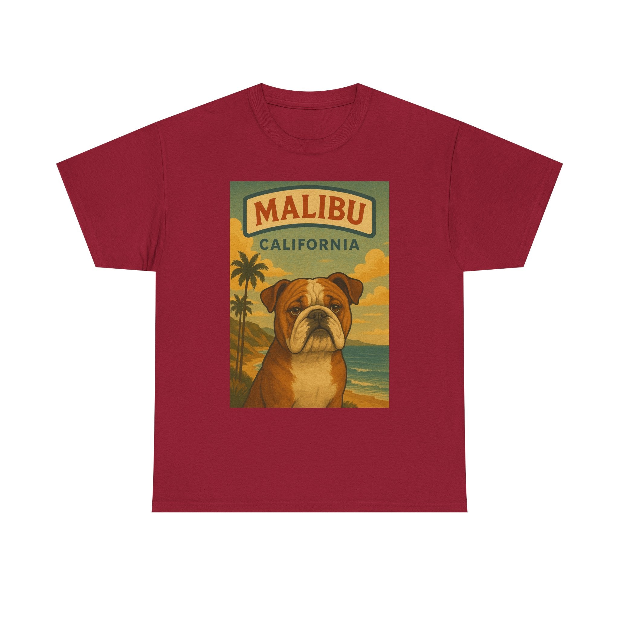 Vintage Bulldog Malibu California T-Shirt - Unisex Heavy Cotton Tee