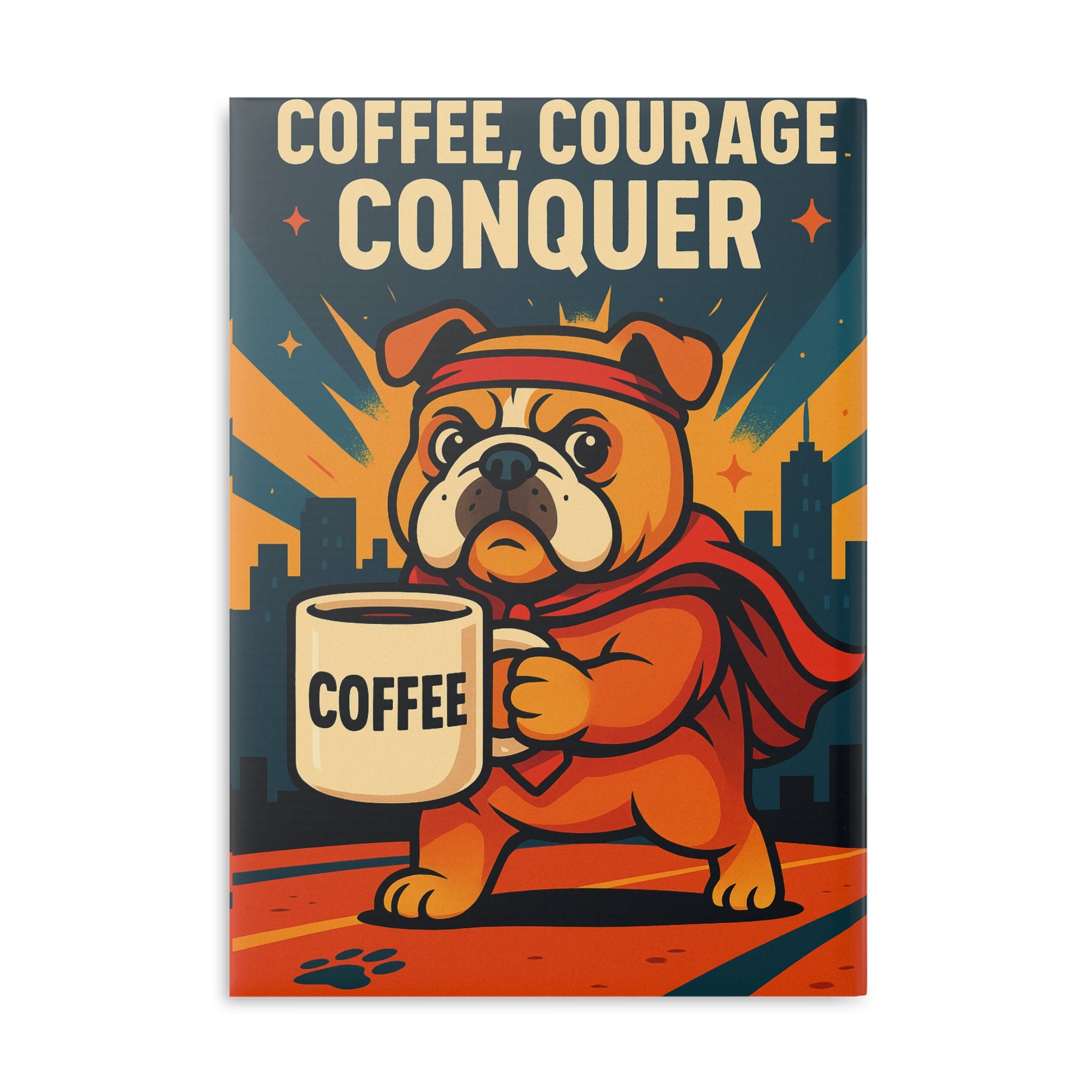 Superhero Dog Hardcover Notebook - Coffee Courage Conquer Journal, Cute Gift for Pet Lovers, Inspirational Diary, Perfect for Planning