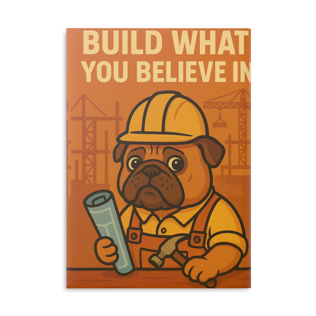 Hardcover Notebook for Builders, Motivational Journal, Cute Puppy Cover, Work Planner, Construction Gift, Office Supplies