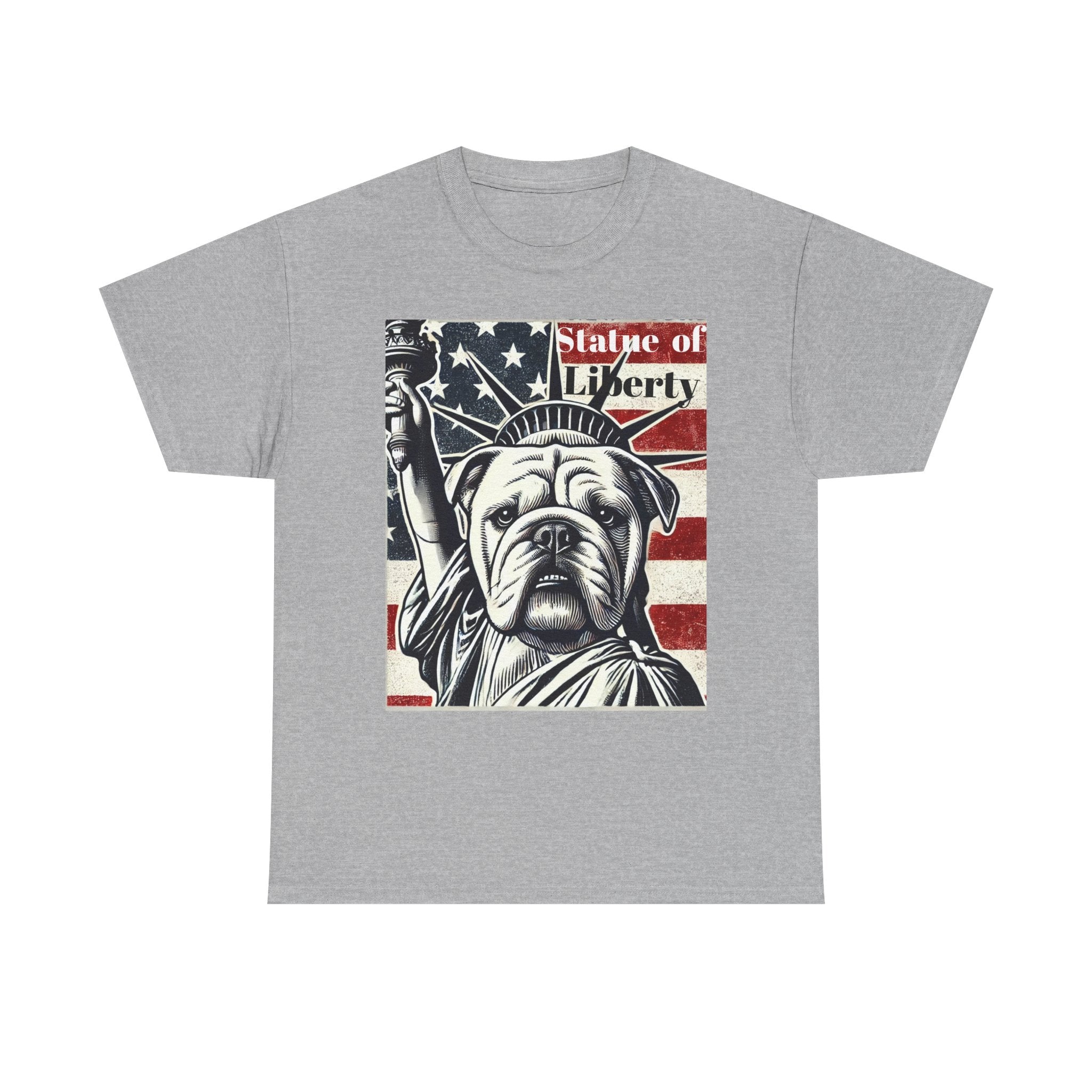 Patriotic Bulldog Tee - Statue of Liberty Design