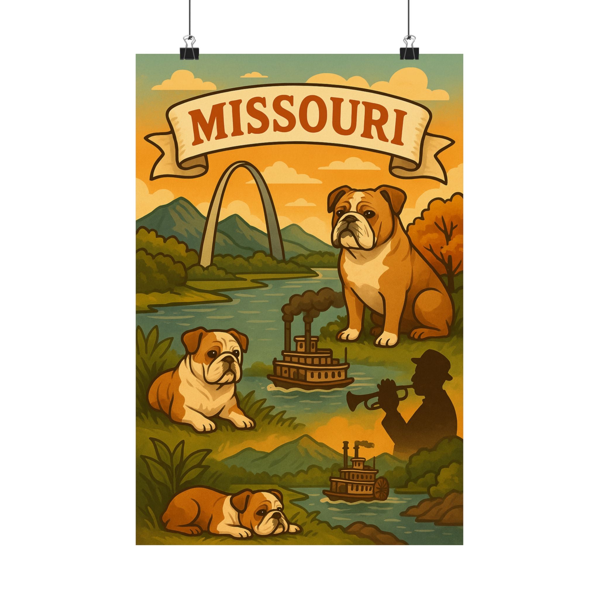 Missouri Dog Poster Art, Vintage Home Decor, Gift for Dog Lovers, Missouri Souvenirs, Wall Art for Animal Lovers