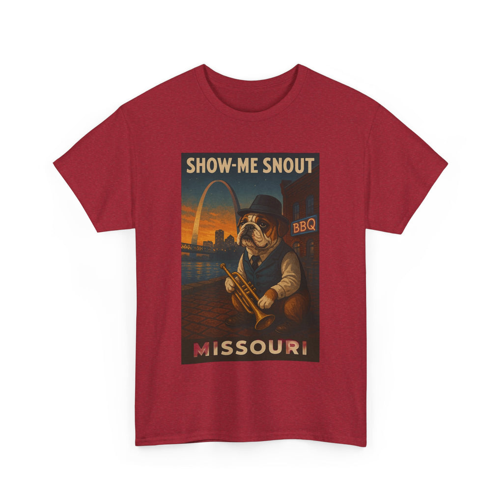 Show-Me Snout Missouri Unisex Heavy Cotton Tee -BBQ Lovers and Music Enthusiasts