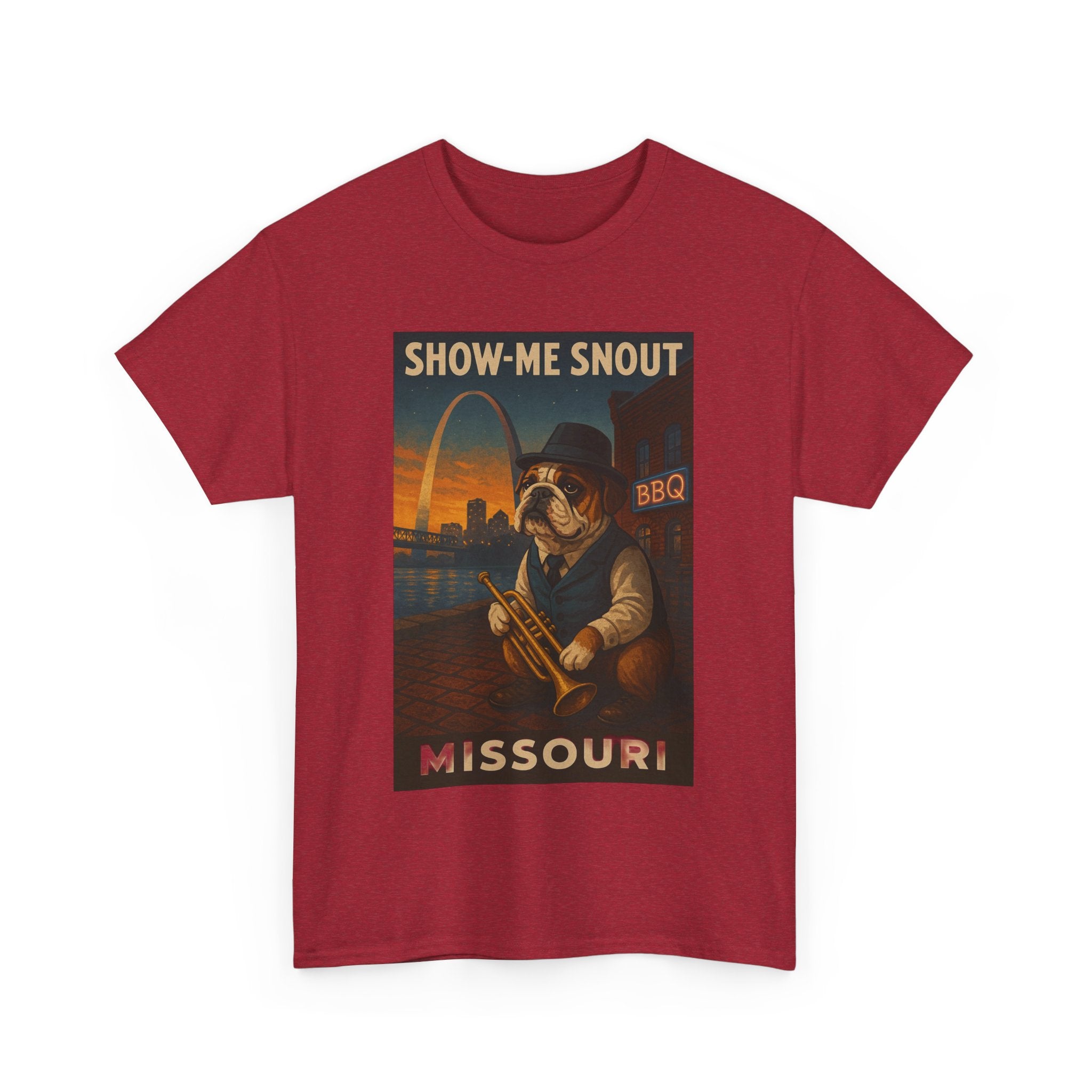 Show-Me Snout Missouri Unisex Heavy Cotton Tee -BBQ Lovers and Music Enthusiasts