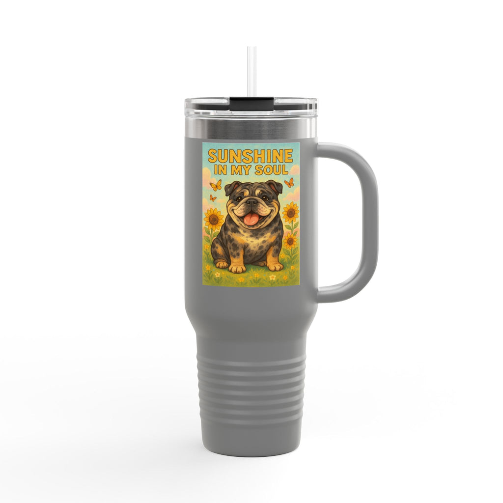 Sunshine in My Soul Travel Mug, Insulated Mug for Coffee Lovers, Funny Dog Travel Coffee Cup, Perfect Gift for Bulldog Lovers