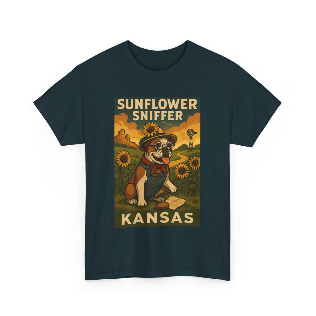 Kansas Sunflower Sniffer Unisex Heavy Cotton Tee Dog Lovers Apparel