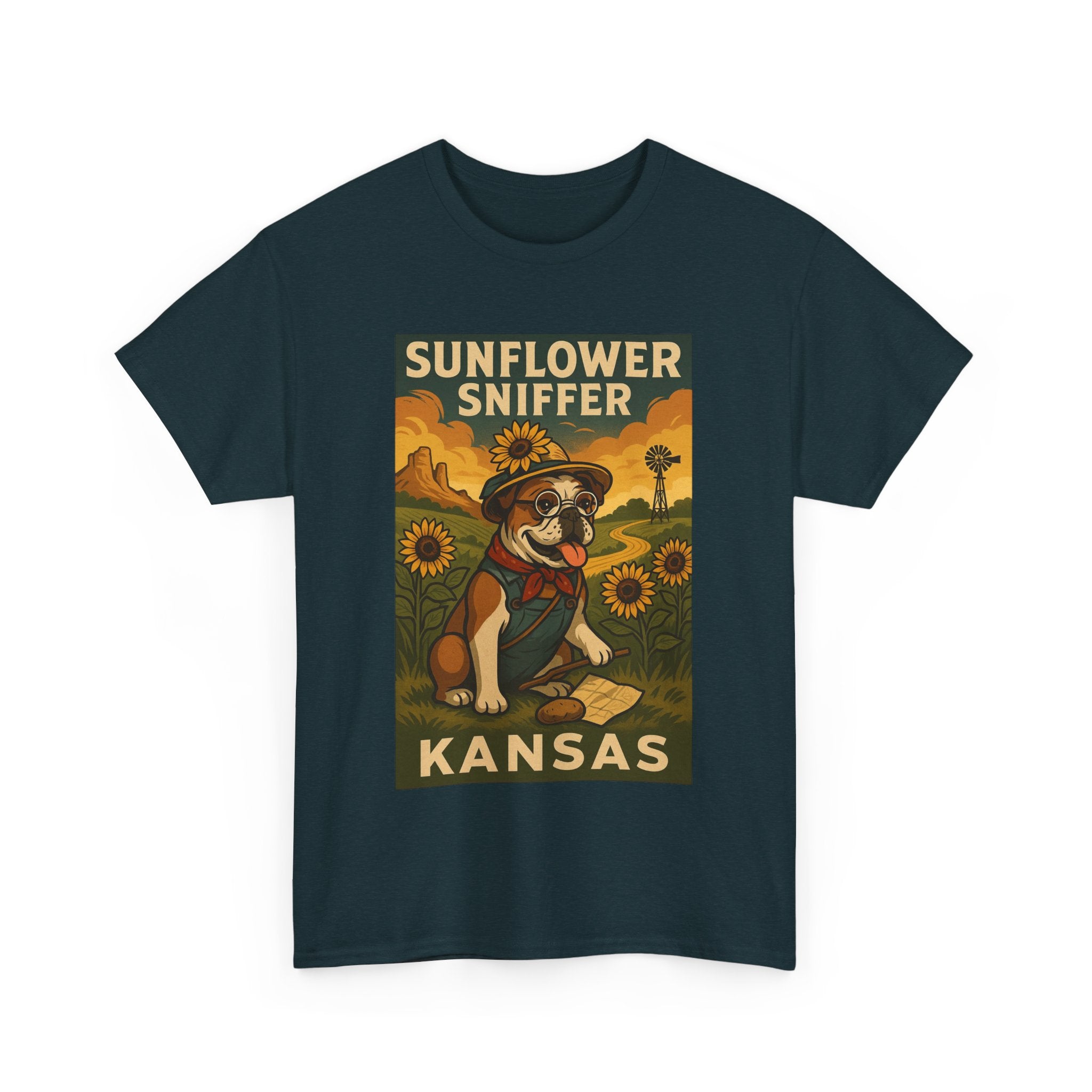 Kansas Sunflower Sniffer Unisex Heavy Cotton Tee Dog Lovers Apparel