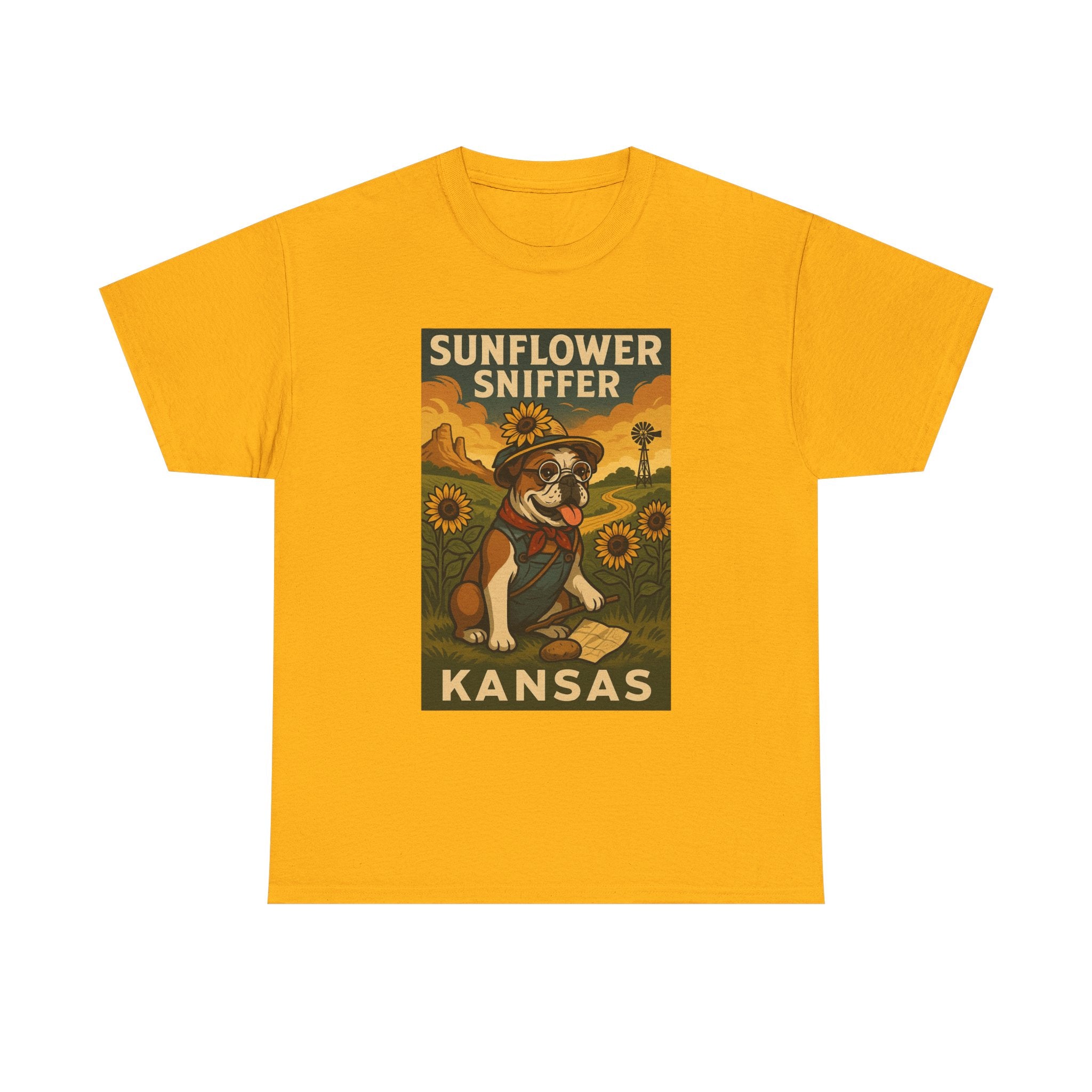 Kansas Sunflower Sniffer Unisex Heavy Cotton Tee Dog Lovers Apparel