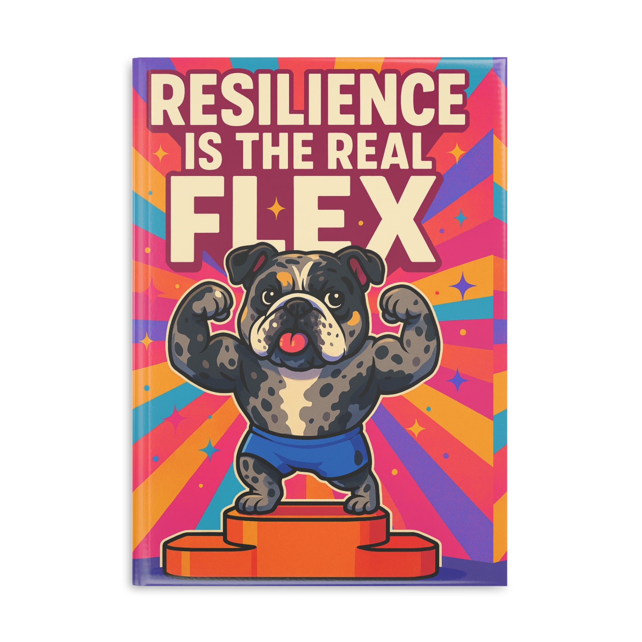 Resilience is the Real Flex Notebook, Motivational Journal, Empowering Gifts for Dog Lovers, Cute Pet Stationery, Vibrant Office Decor