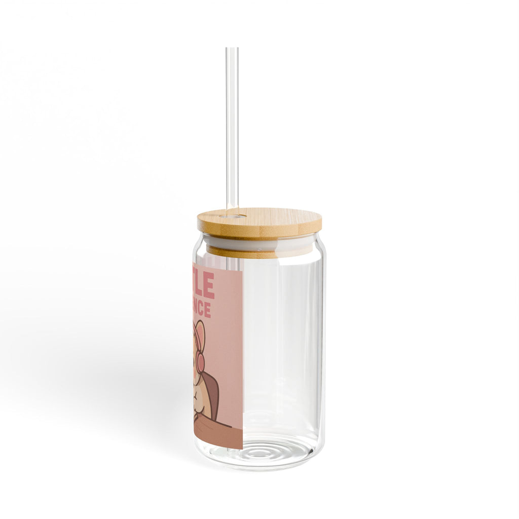 Sipper Glass "Hustle in Silence" Cute Studious French Bulldog 16oz Tumbler