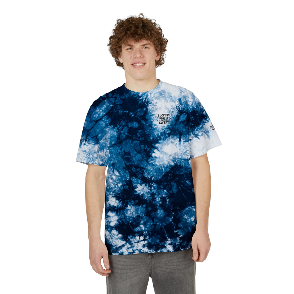 Tie-Dye Spiral Oversized T-Shirt Success Starts With Sweat Rainbow Embroidered Pocket Tee
