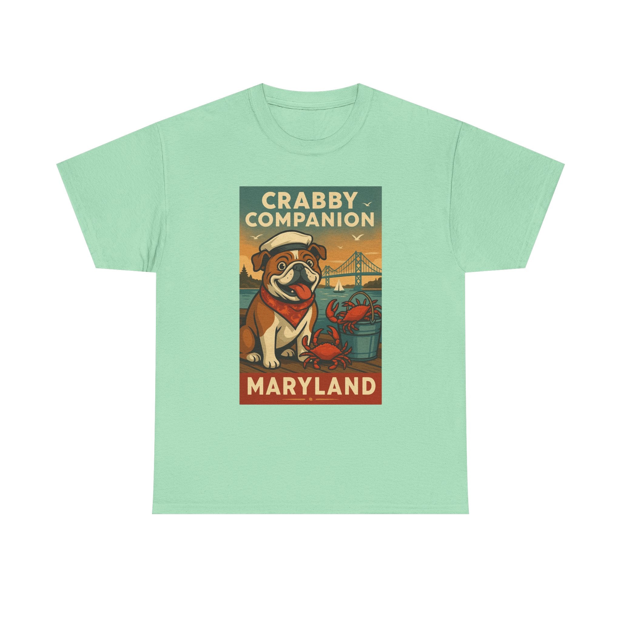 Crabby Maryland Companion Unisex Heavy Cotton Tee Fun Coastal Pet Design