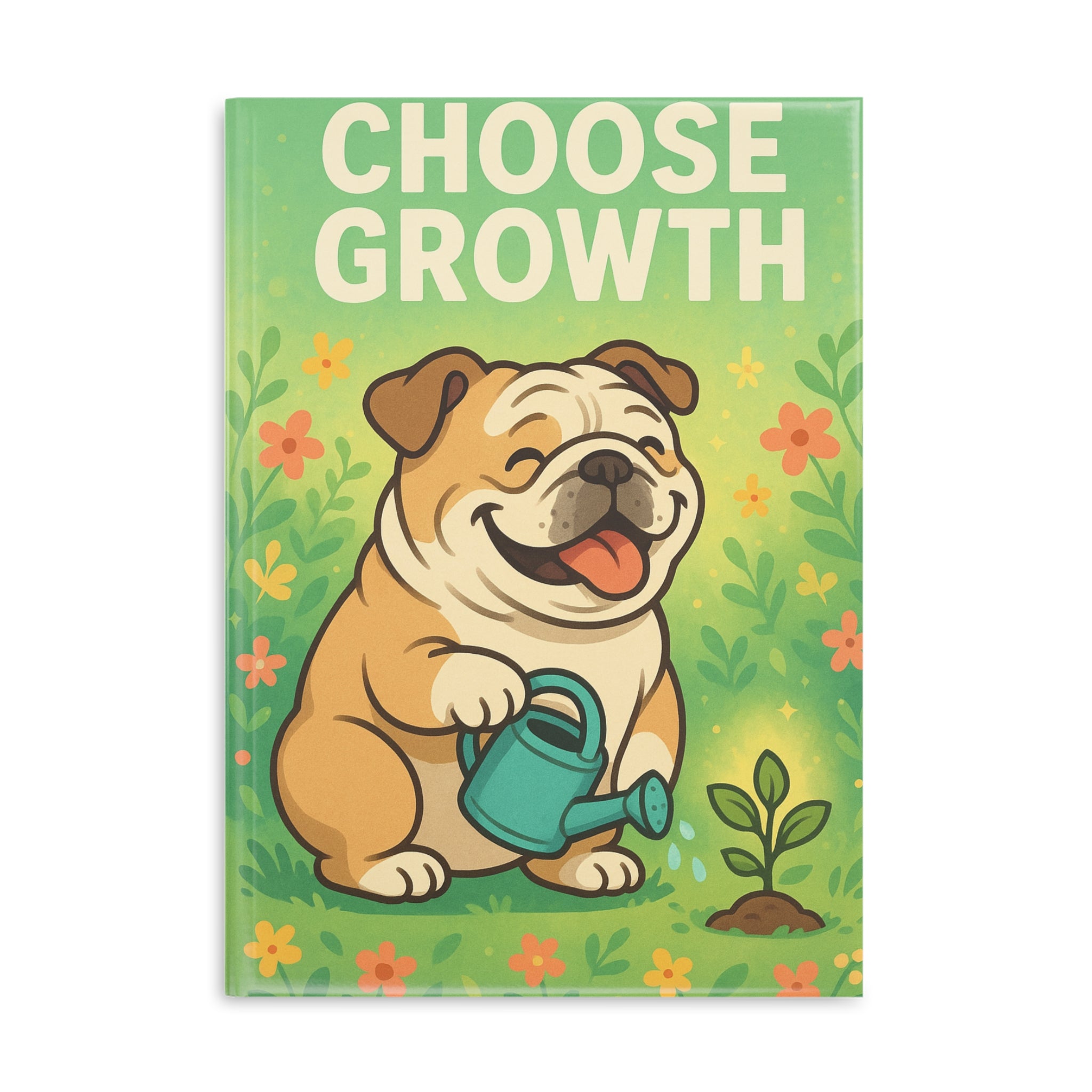 Cute Dog Hardcover Notebook - Choose Growth, Journal Gift, Stationery, Planner, Student Notepad, Writing Journal